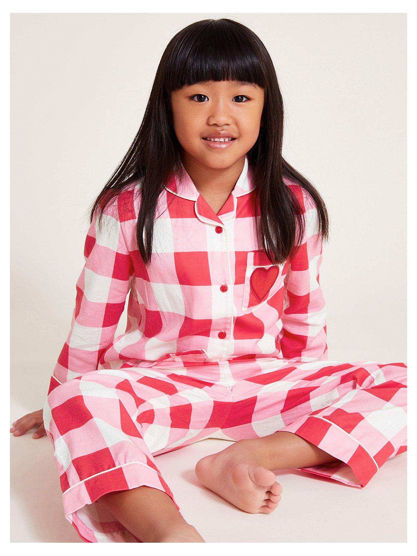 monsoon-girls-flannel-checkered-pyjama-set-pink