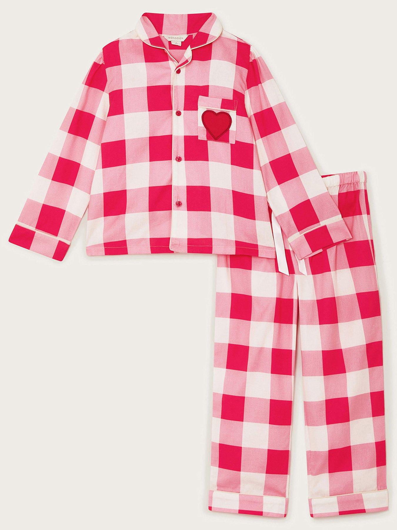 monsoon-girls-flannel-checkered-pyjama-set-pinkstillFront