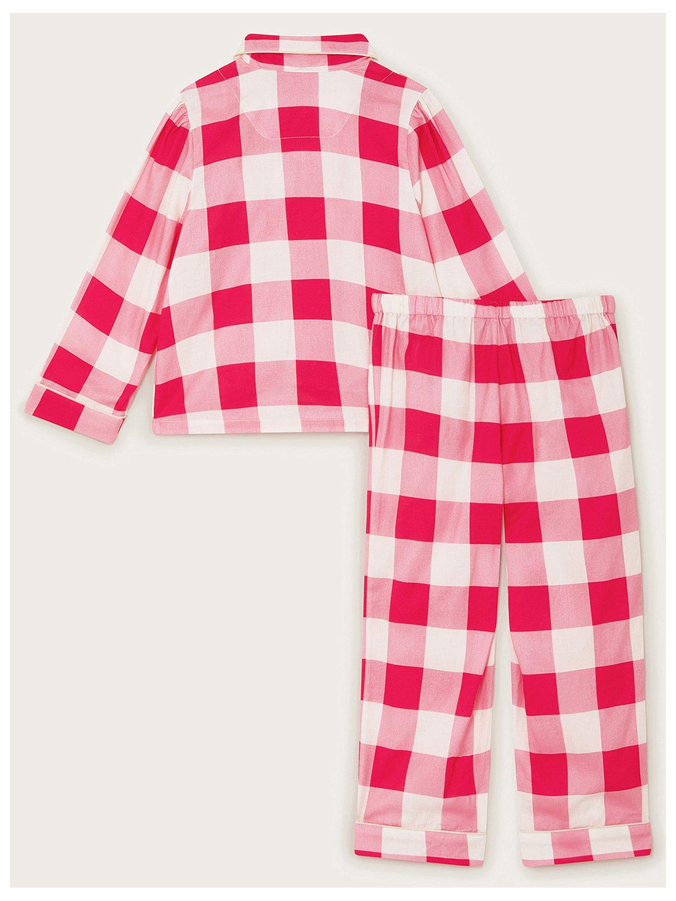 monsoon-girls-flannel-checkered-pyjama-set-pinkback