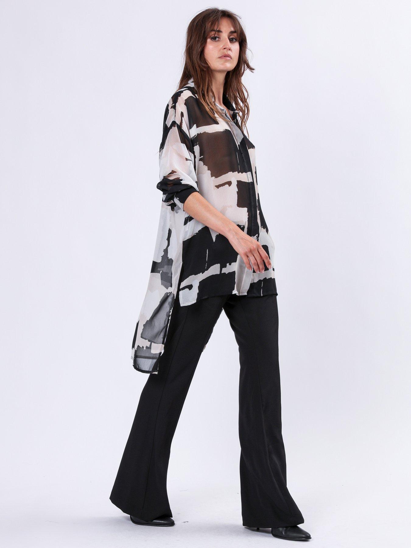 Religion Oversized Georgette Shirt With High Low Hem - Multi