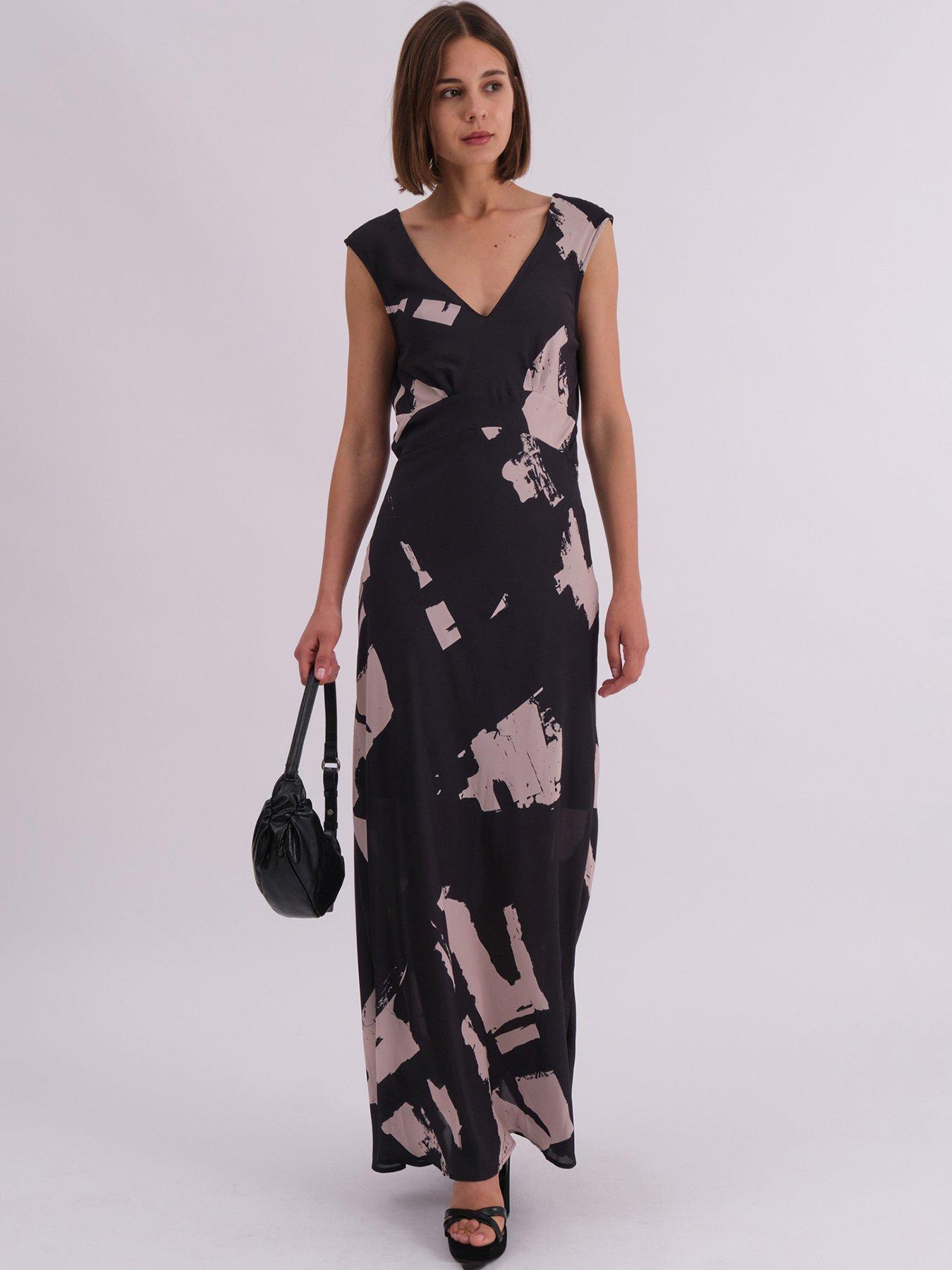 religion-dawn-maxi-column-dress-with-draped-back-detail-in-hand-painted-print-black