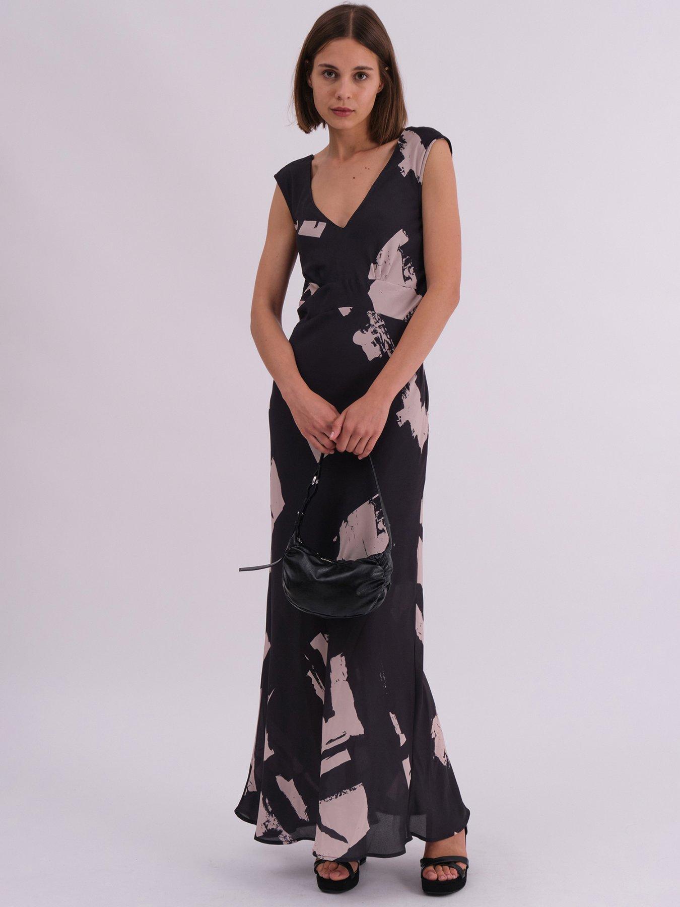 religion-dawn-maxi-column-dress-with-draped-back-detail-in-hand-painted-print-blackoutfit