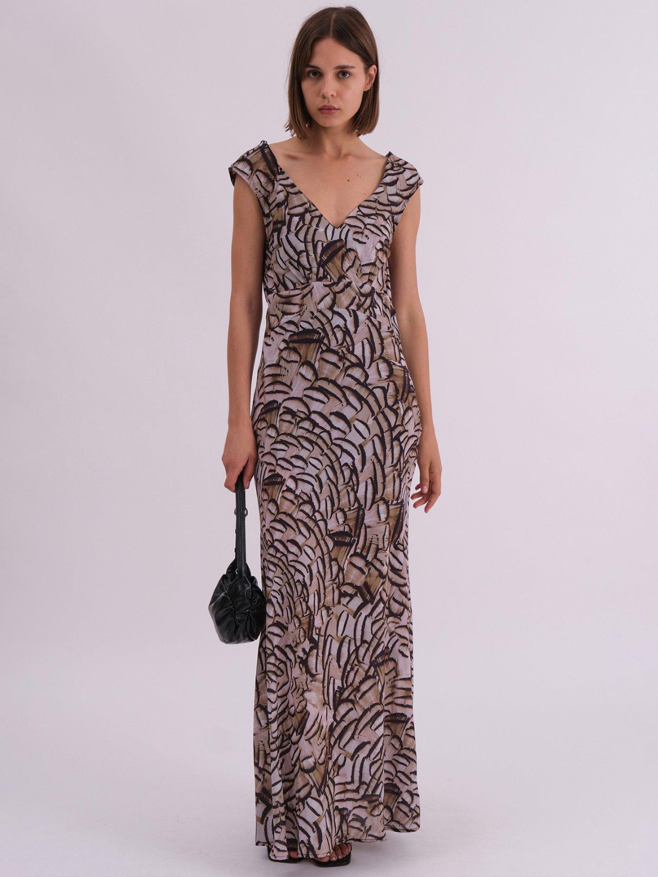 Religion Dawn Maxi Column Dress With Hand-Painted Print - Purple - Multi