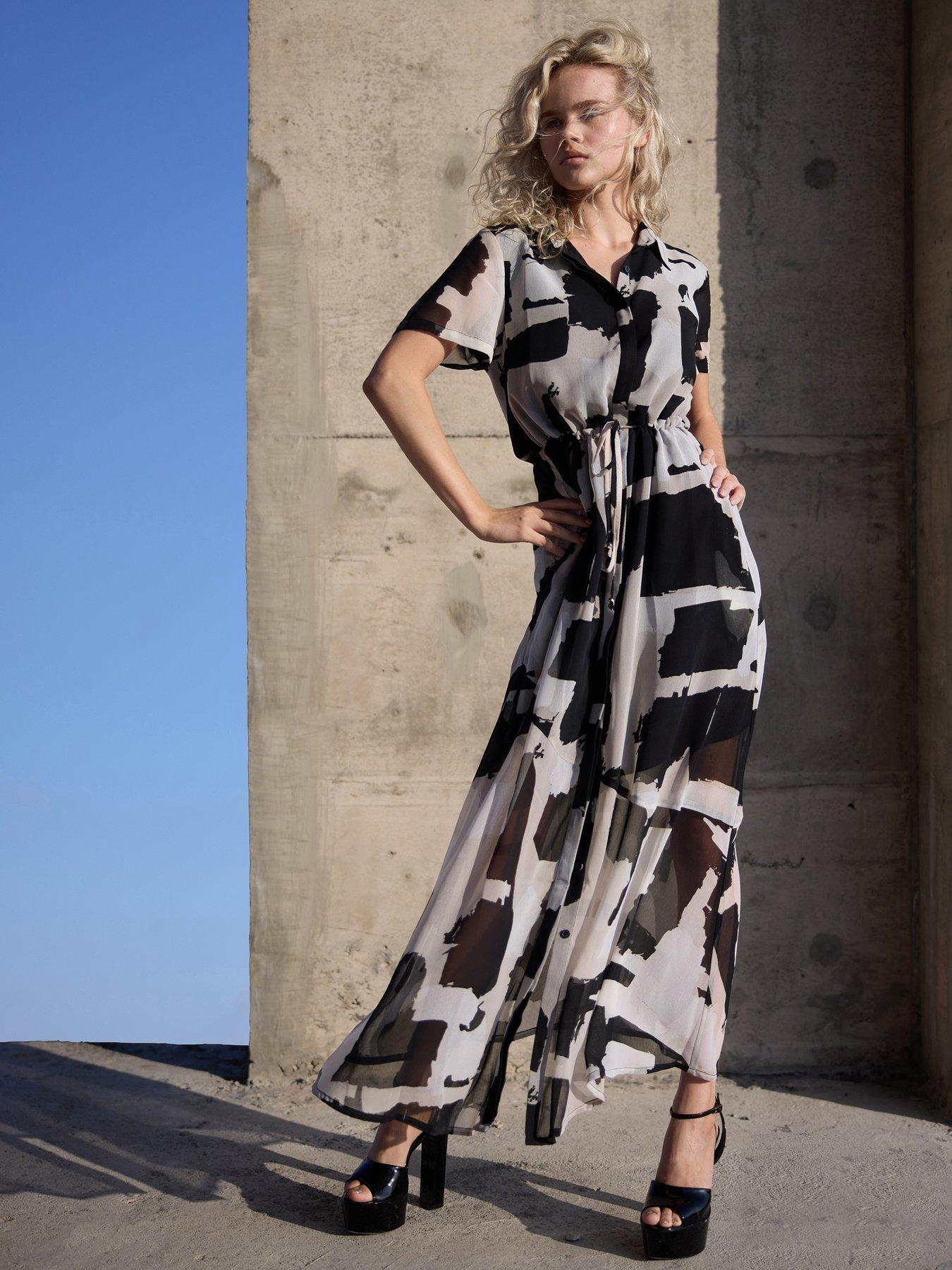 undefined Blossom Maxi Shirt Dress - Black