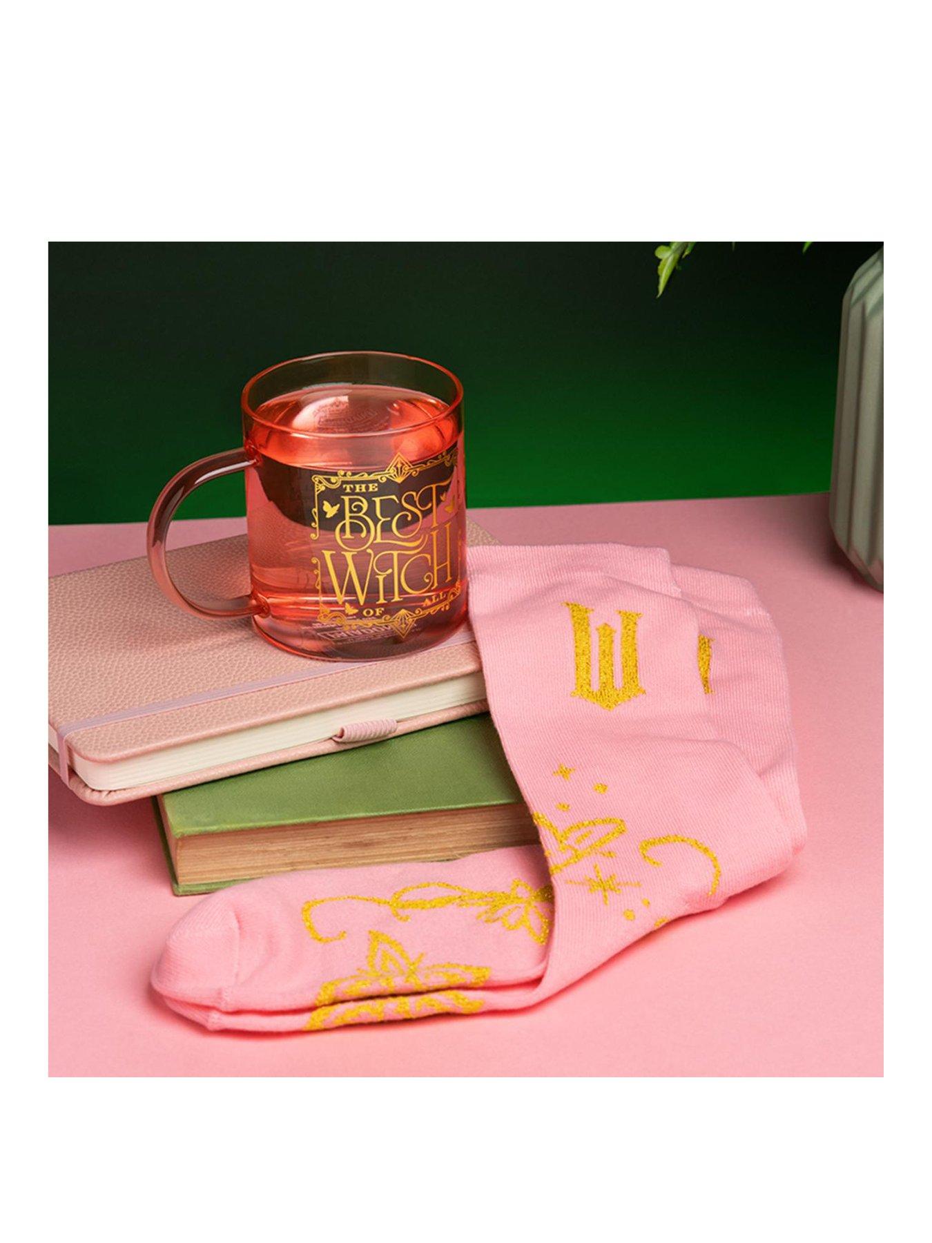 wicked-glinda-glass-mug-amp-socks-gift-set-officially-licensed-disney-gift-for-wicked-fans-pink-tinted-the-best-witch-of-all-mug-with-cosy-socks