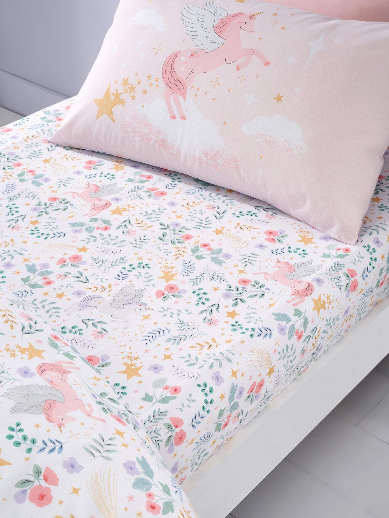 catherine-lansfield-fairytale-unicorn-fitted-sheets--single-pink