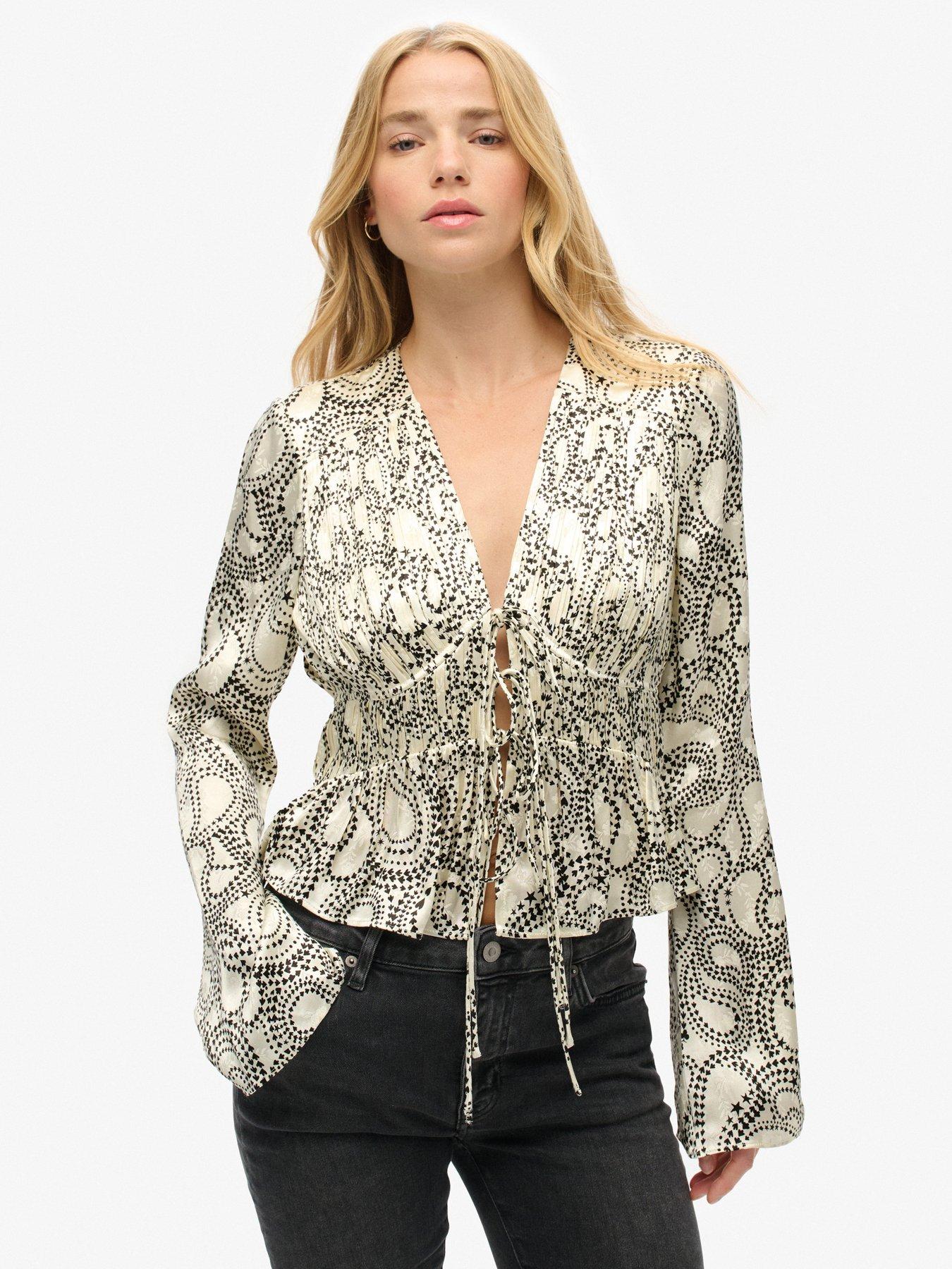 Superdry 70'S Sleeve Pleated Woven Top - White