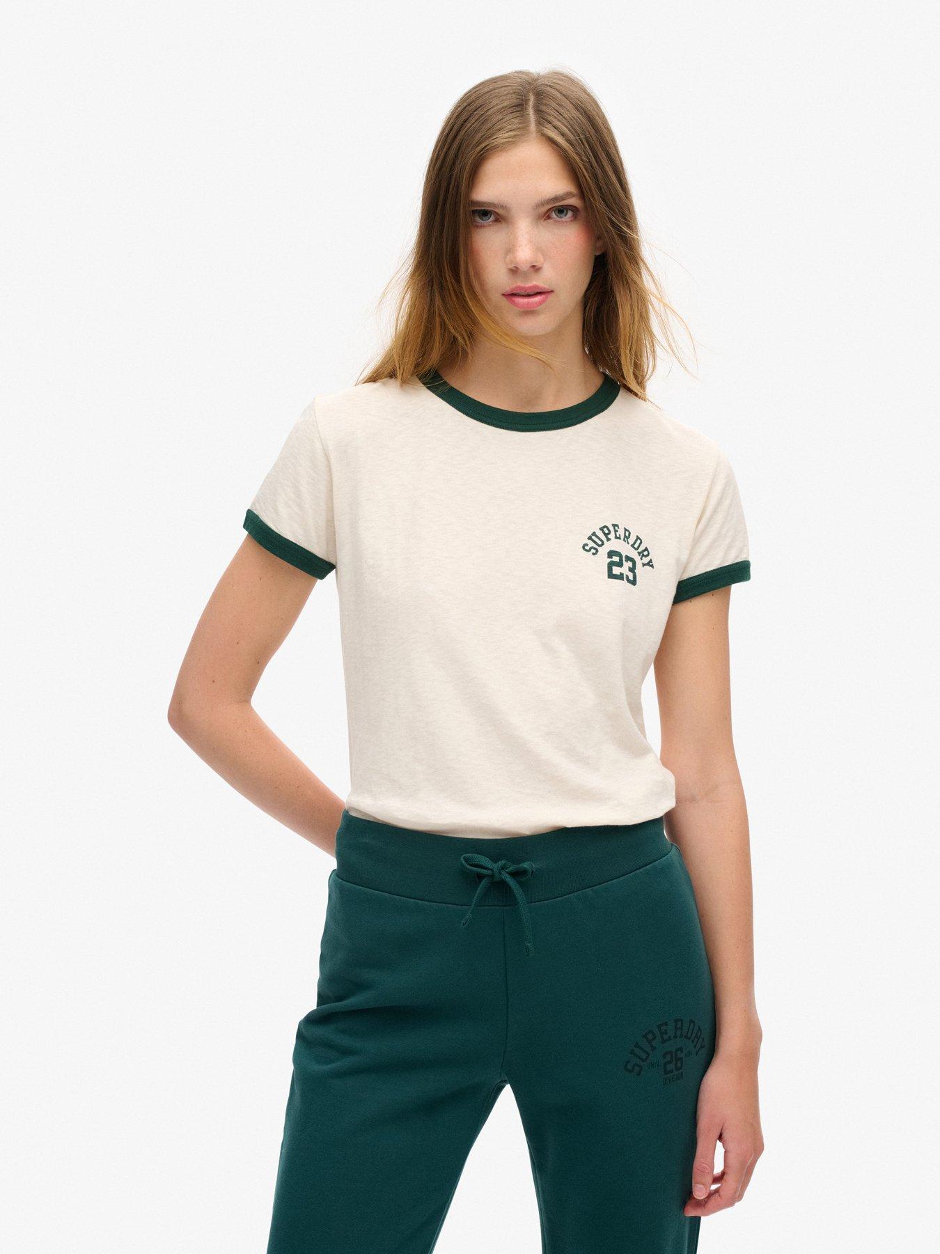 Superdry Athletic Essentials Ringer Fitted T-Shirt - Cream