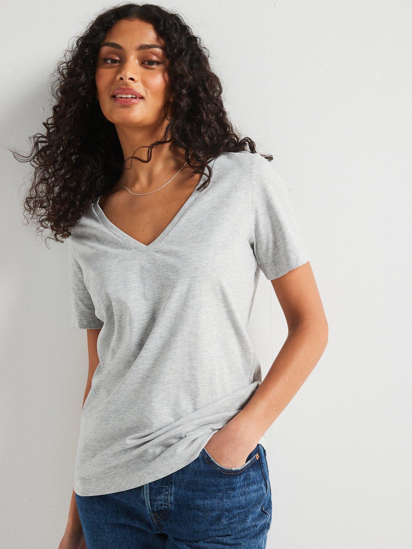 Image of Everyday The Essential V Neck T-Shirt - Grey