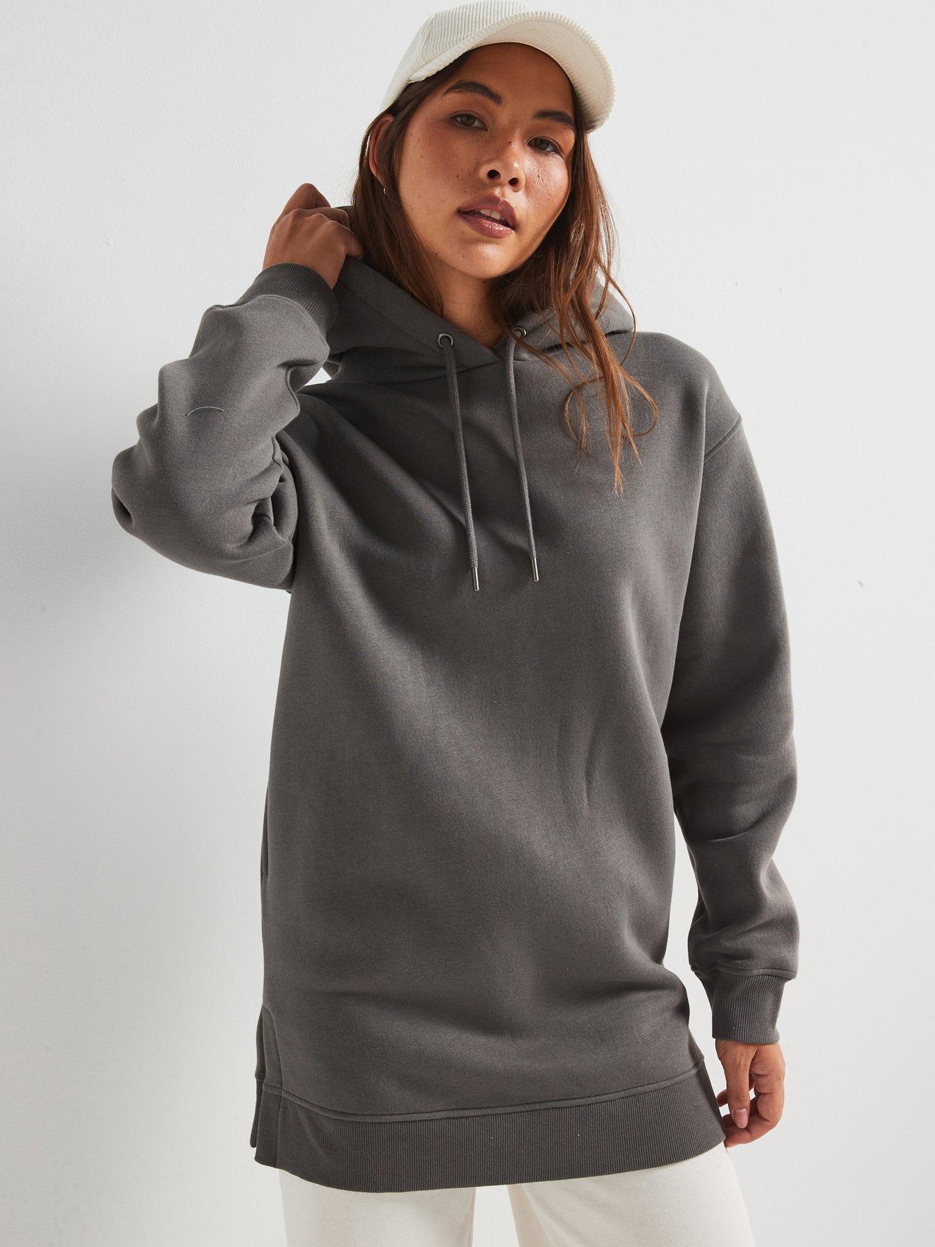 Image of Everyday The Essential Longline Hoodie With Side Splits - Grey