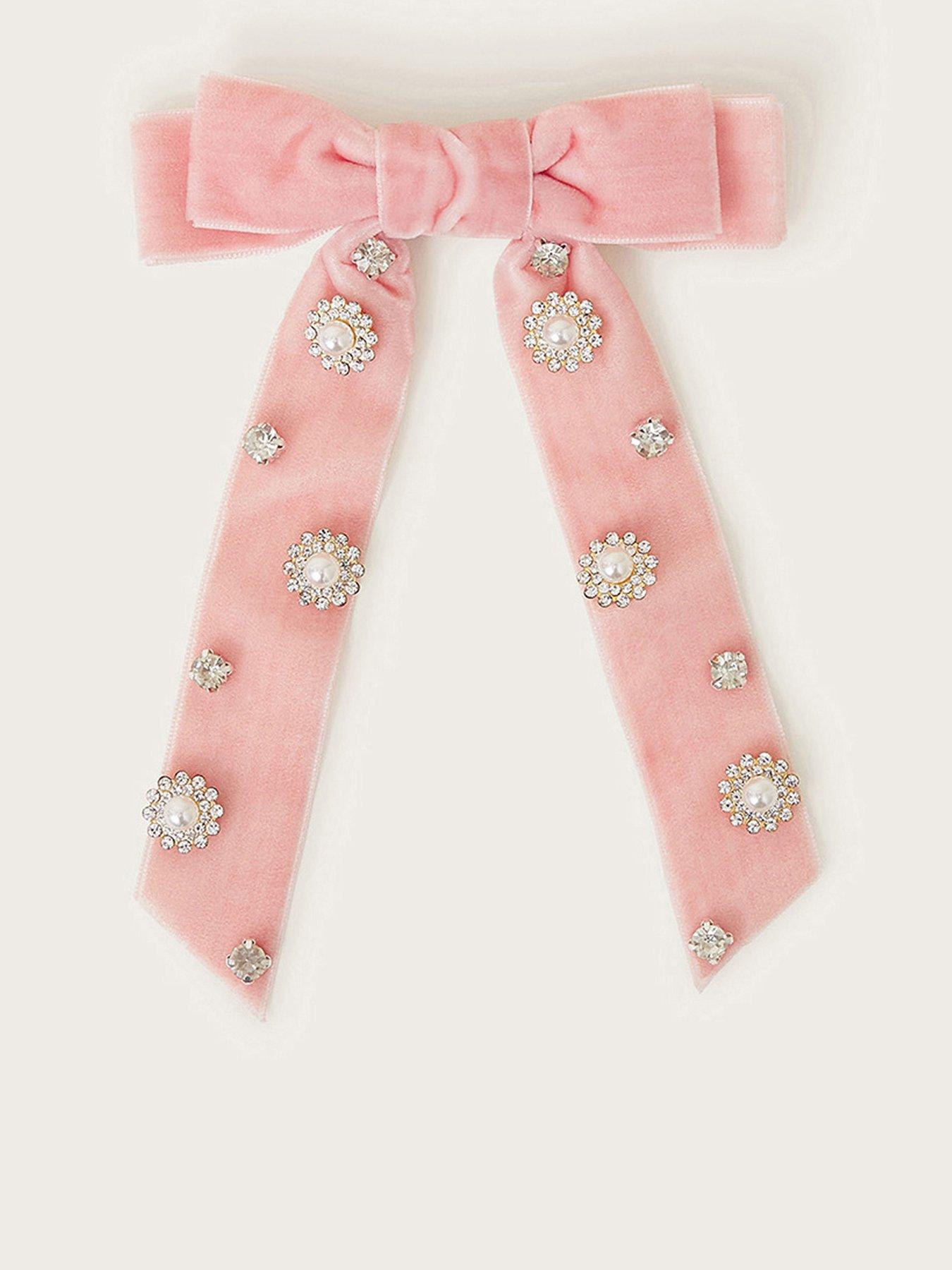 monsoon-girls-velvet-embellished-bow-clip-pink