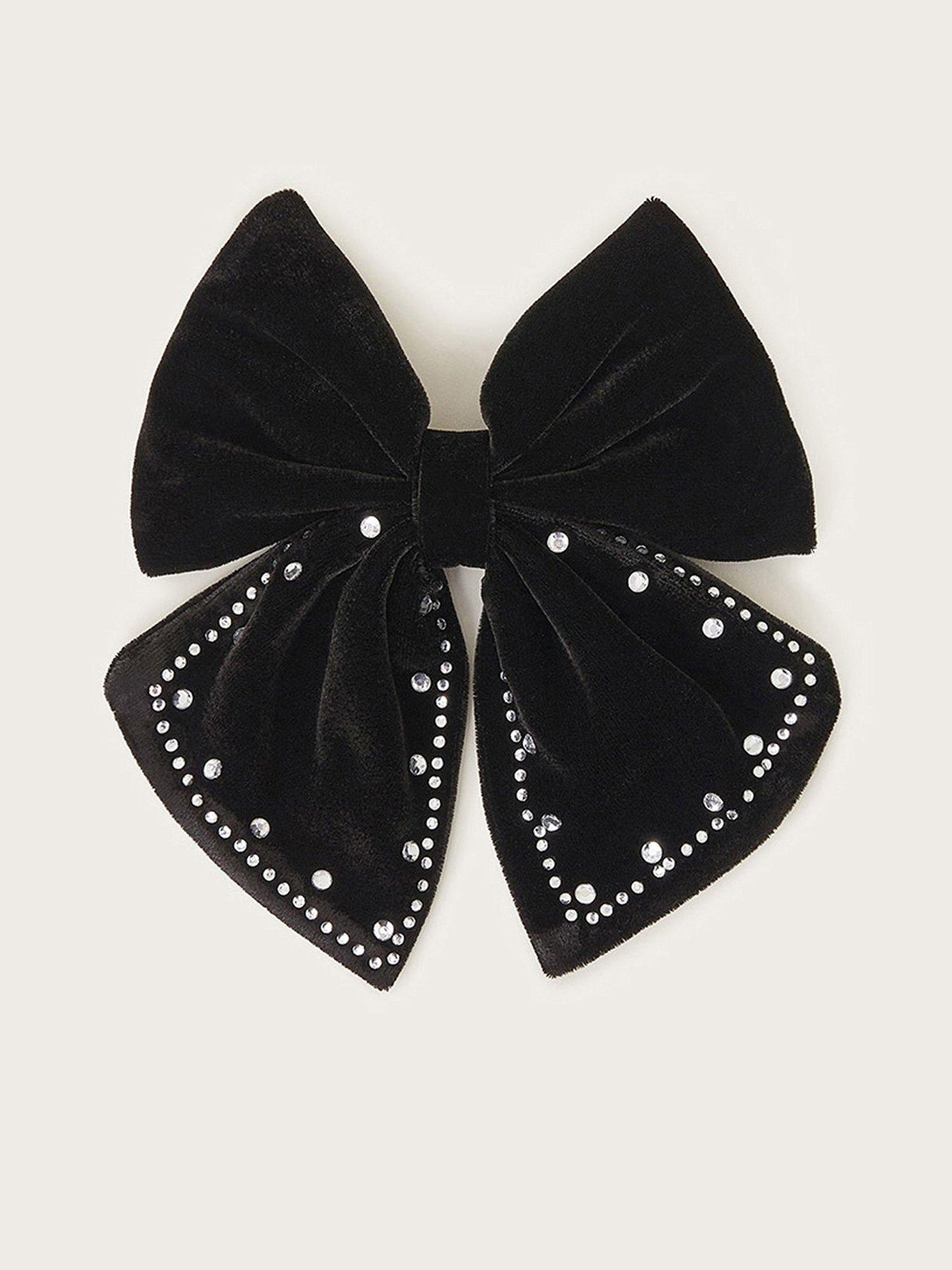 monsoon-girls-diamante-velvet-bow-clip-black