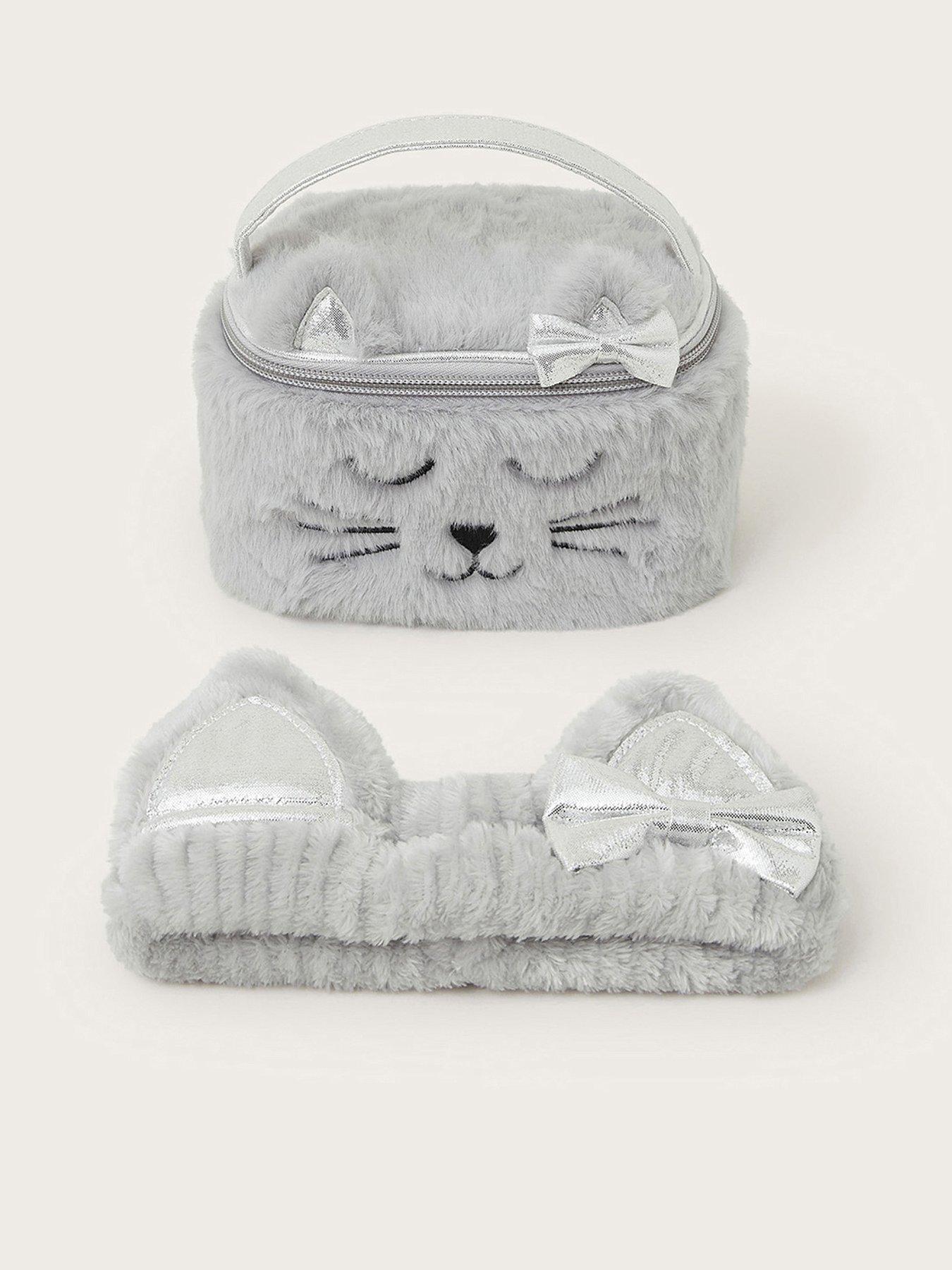 monsoon-girls-faux-fur-fluffy-cat-toiletries-bag-and-headband-set-grey