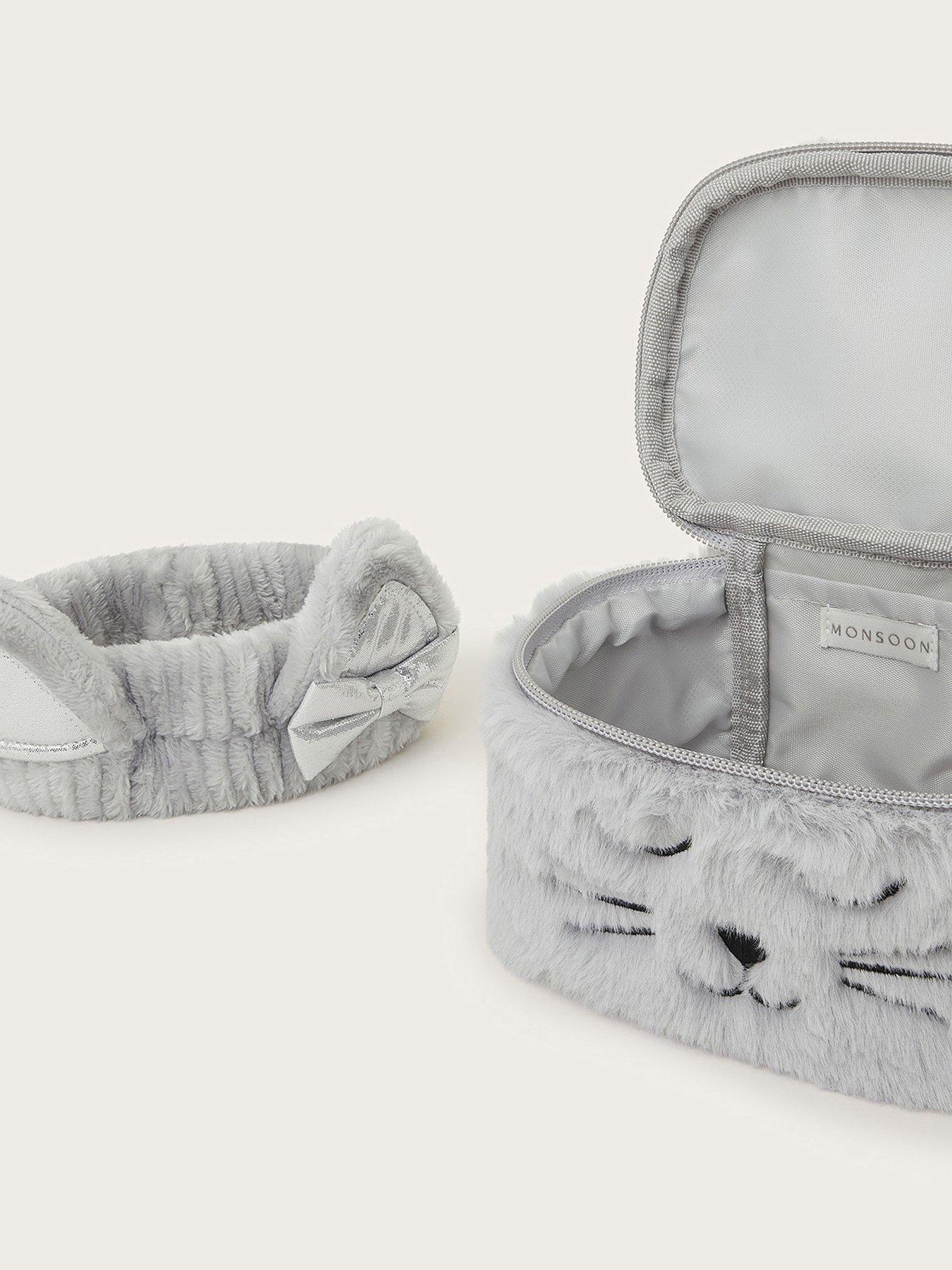 monsoon-girls-faux-fur-fluffy-cat-toiletries-bag-and-headband-set-greyoutfit