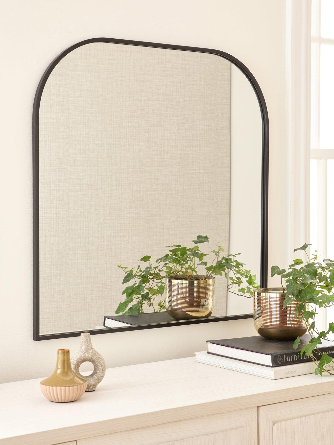 Image 1 of 4 of The Very Collection Black Rounded arched mirror 71cm