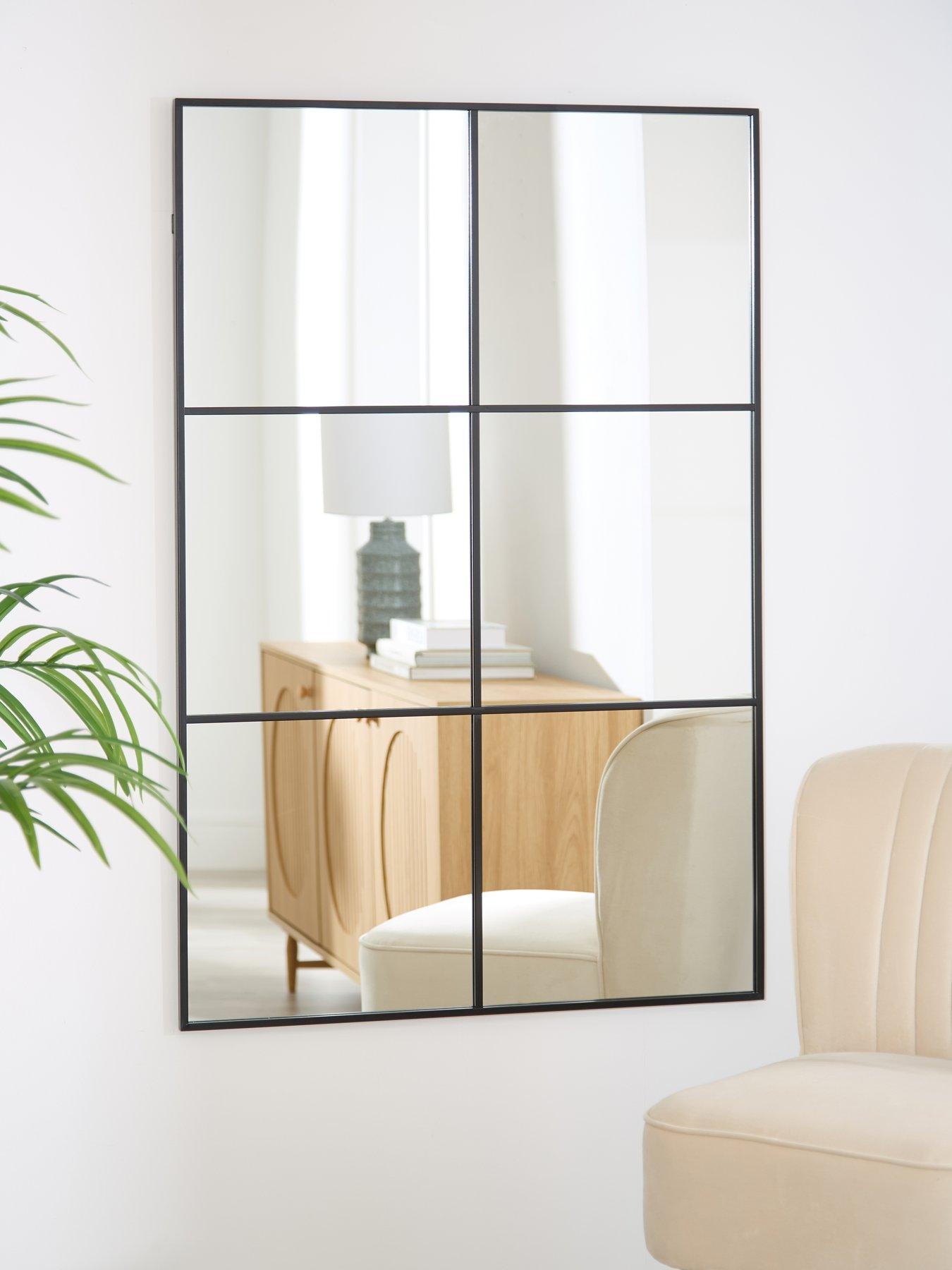 Image 1 of 6 of The Very Collection Large window pane mirror - Black 80x120cm
