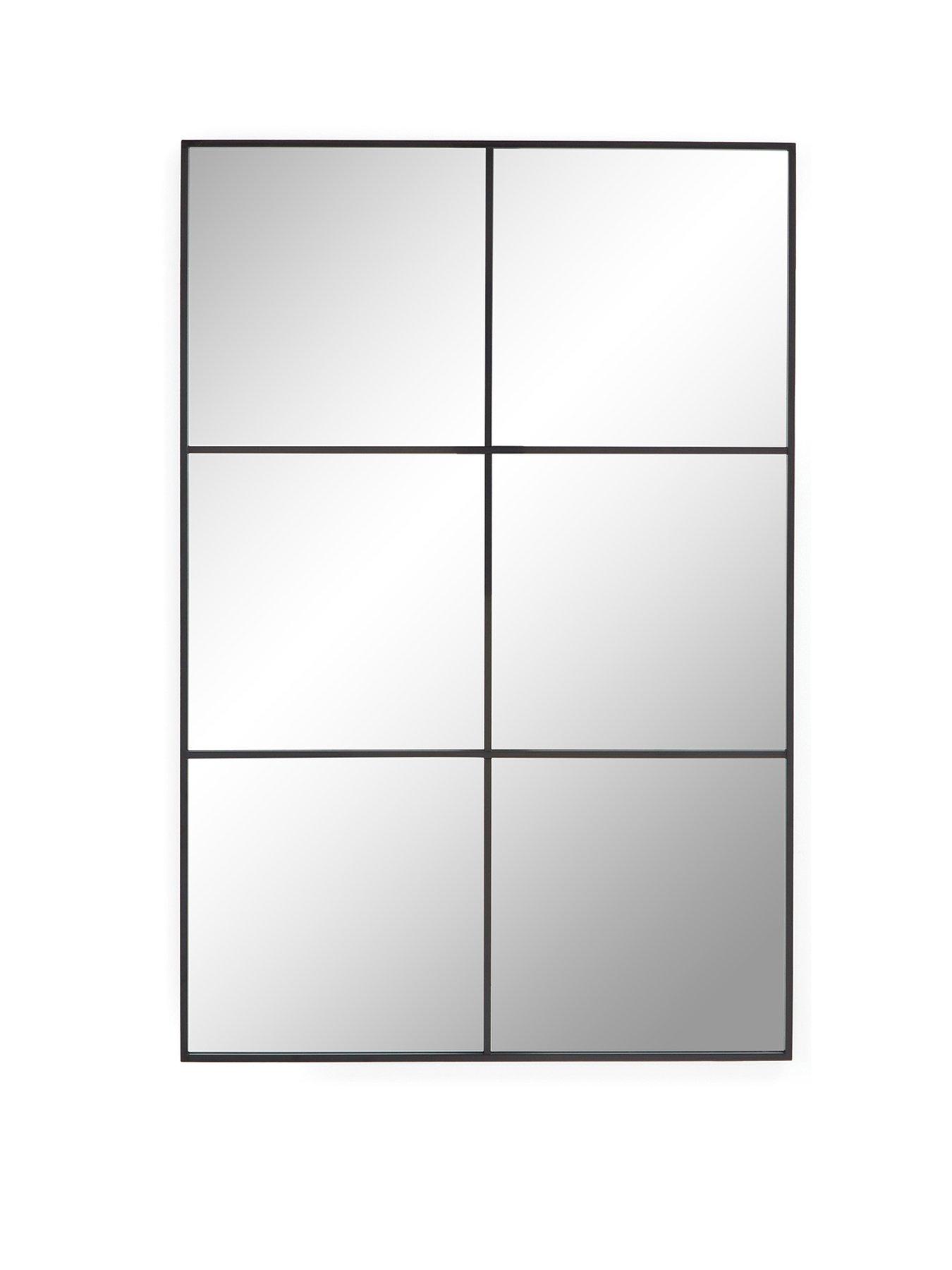 Image 2 of 6 of The Very Collection Large window pane mirror - Black 80x120cm