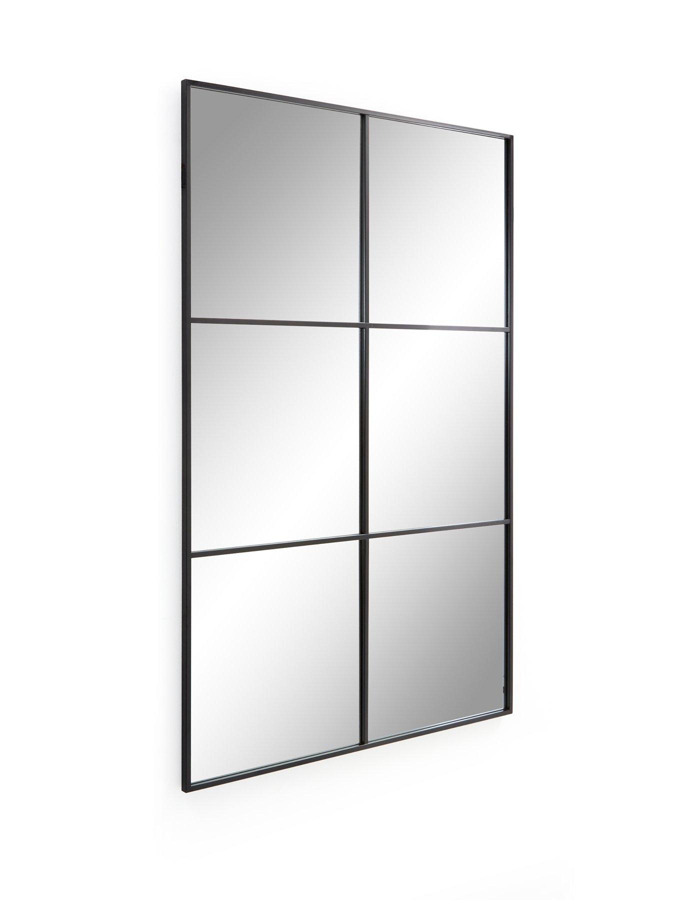 Image 3 of 6 of The Very Collection Large window pane mirror - Black 80x120cm