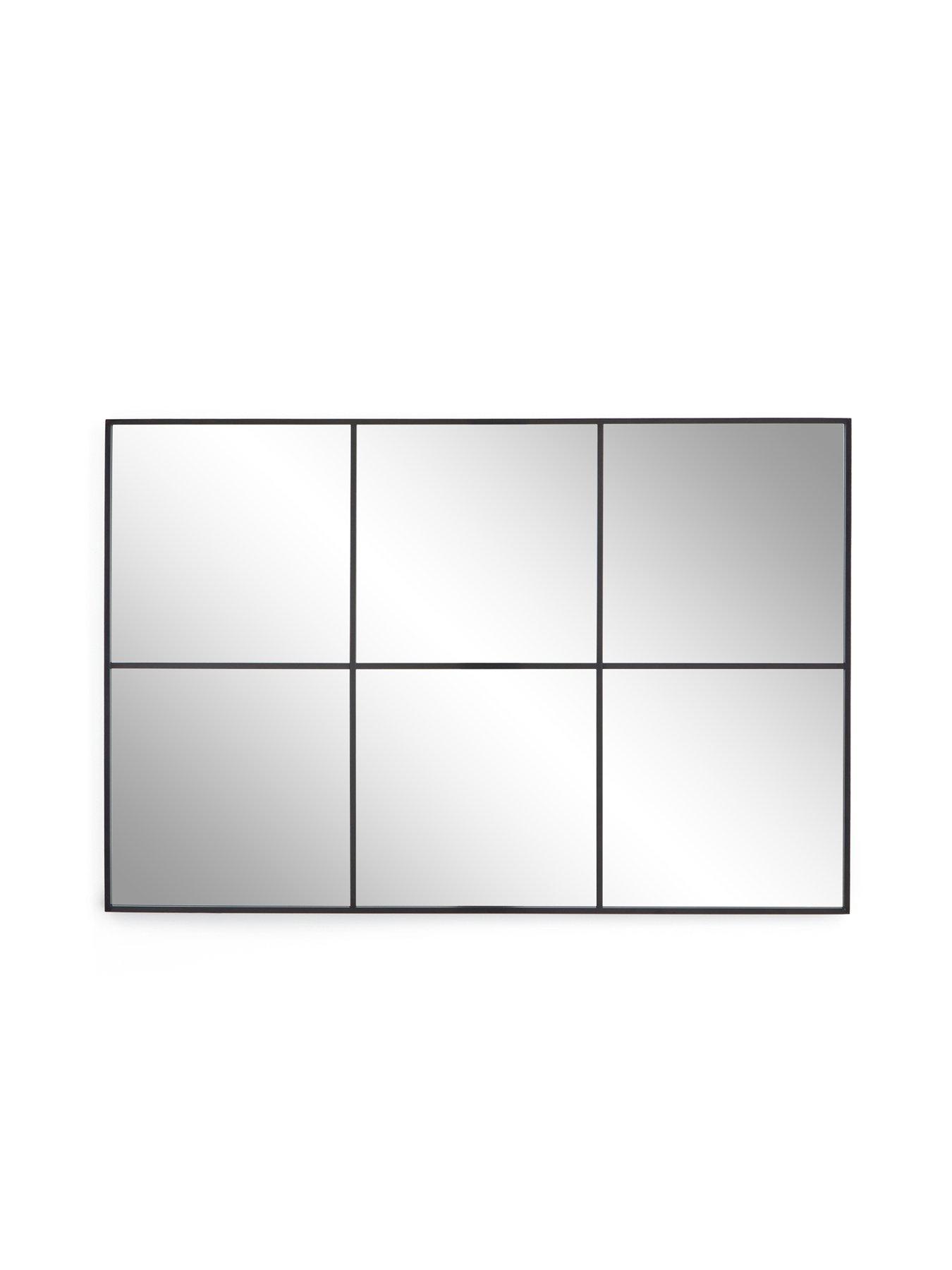 Image 4 of 6 of The Very Collection Large window pane mirror - Black 80x120cm