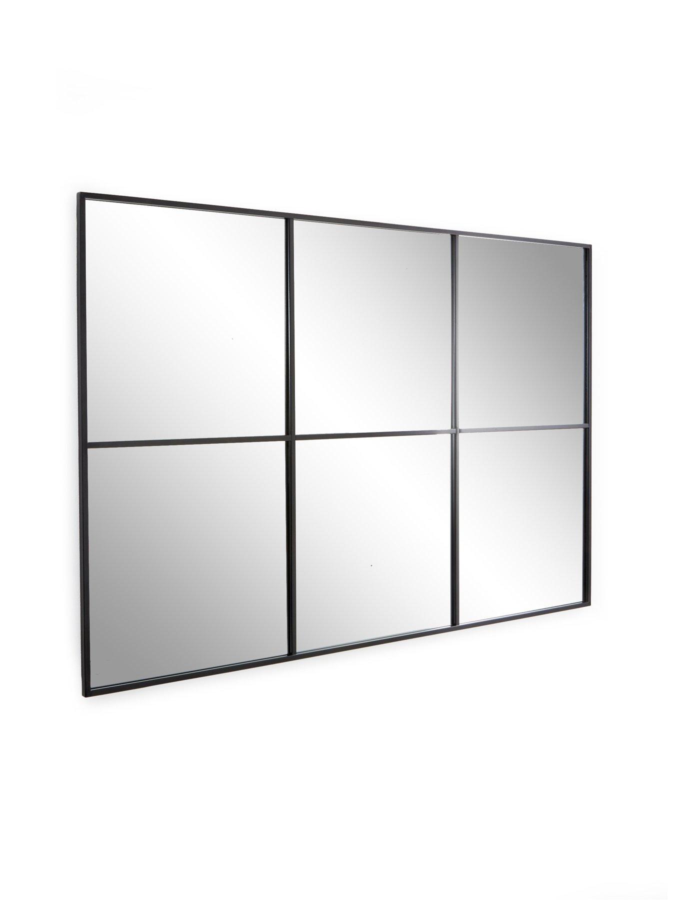 Image 5 of 6 of The Very Collection Large window pane mirror - Black 80x120cm
