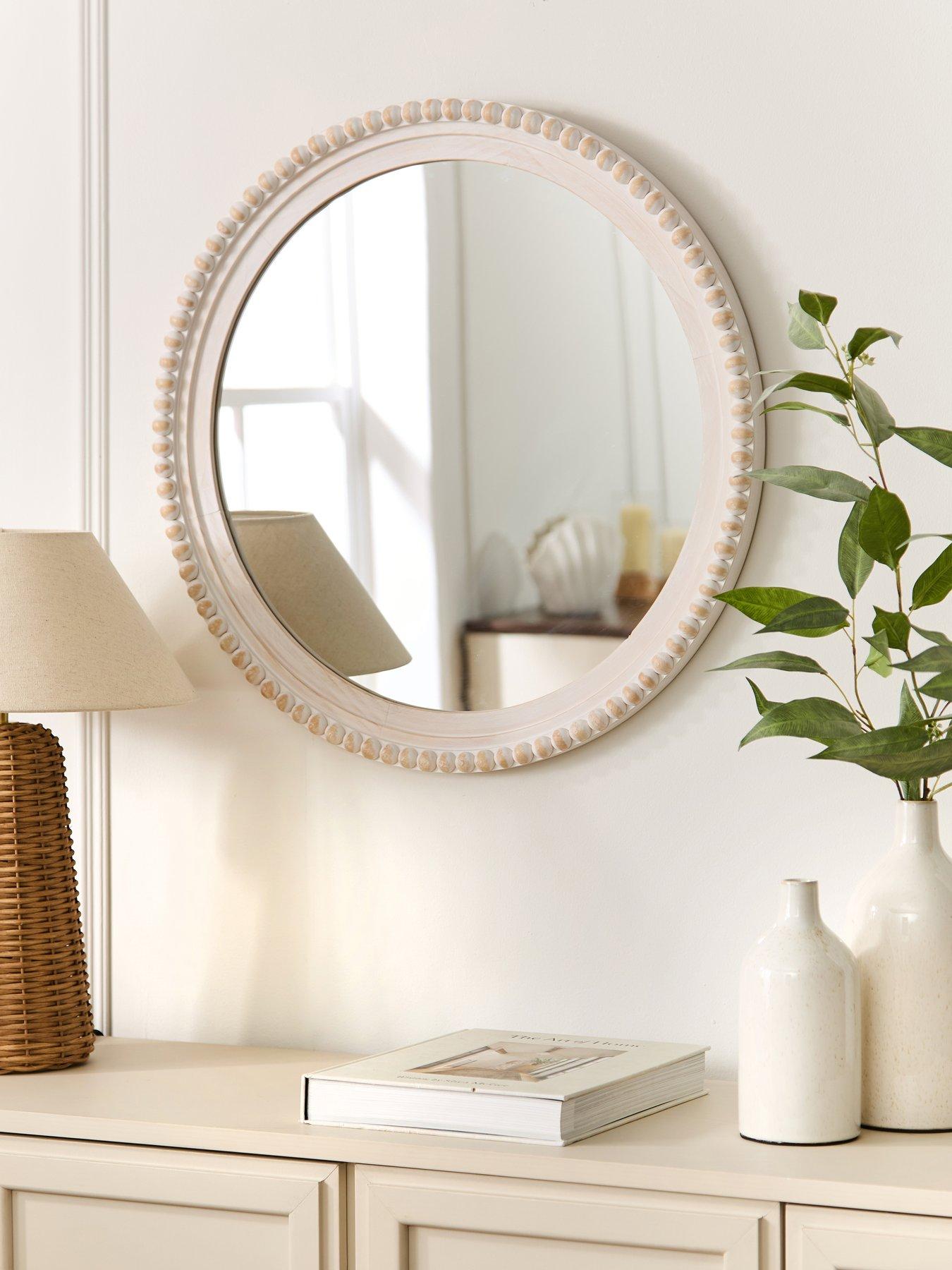 Very Home Wooden Bobbin Circle Mirror 60cm