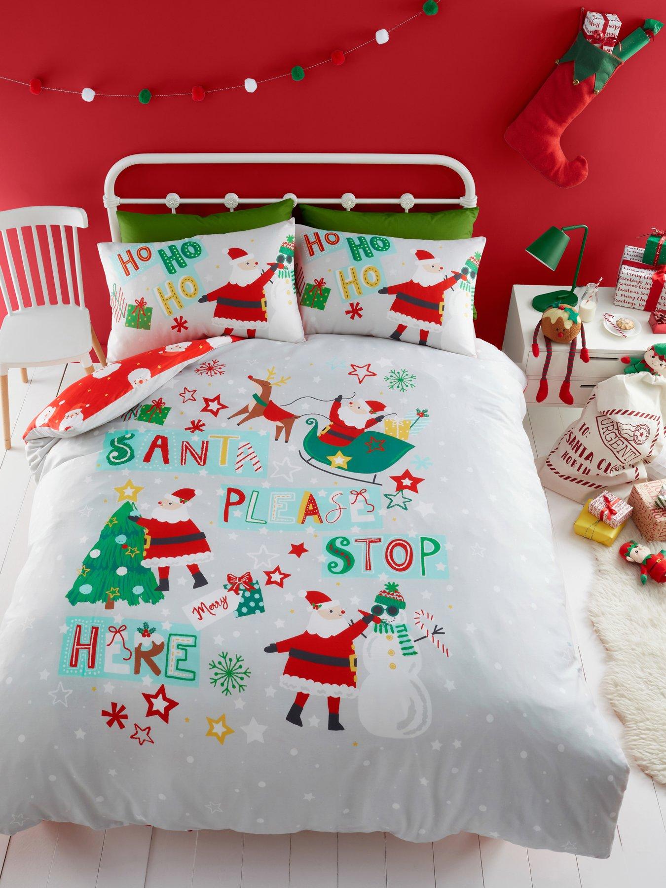 Bedlam Santa Please Stop Here Christmas Duvet Set