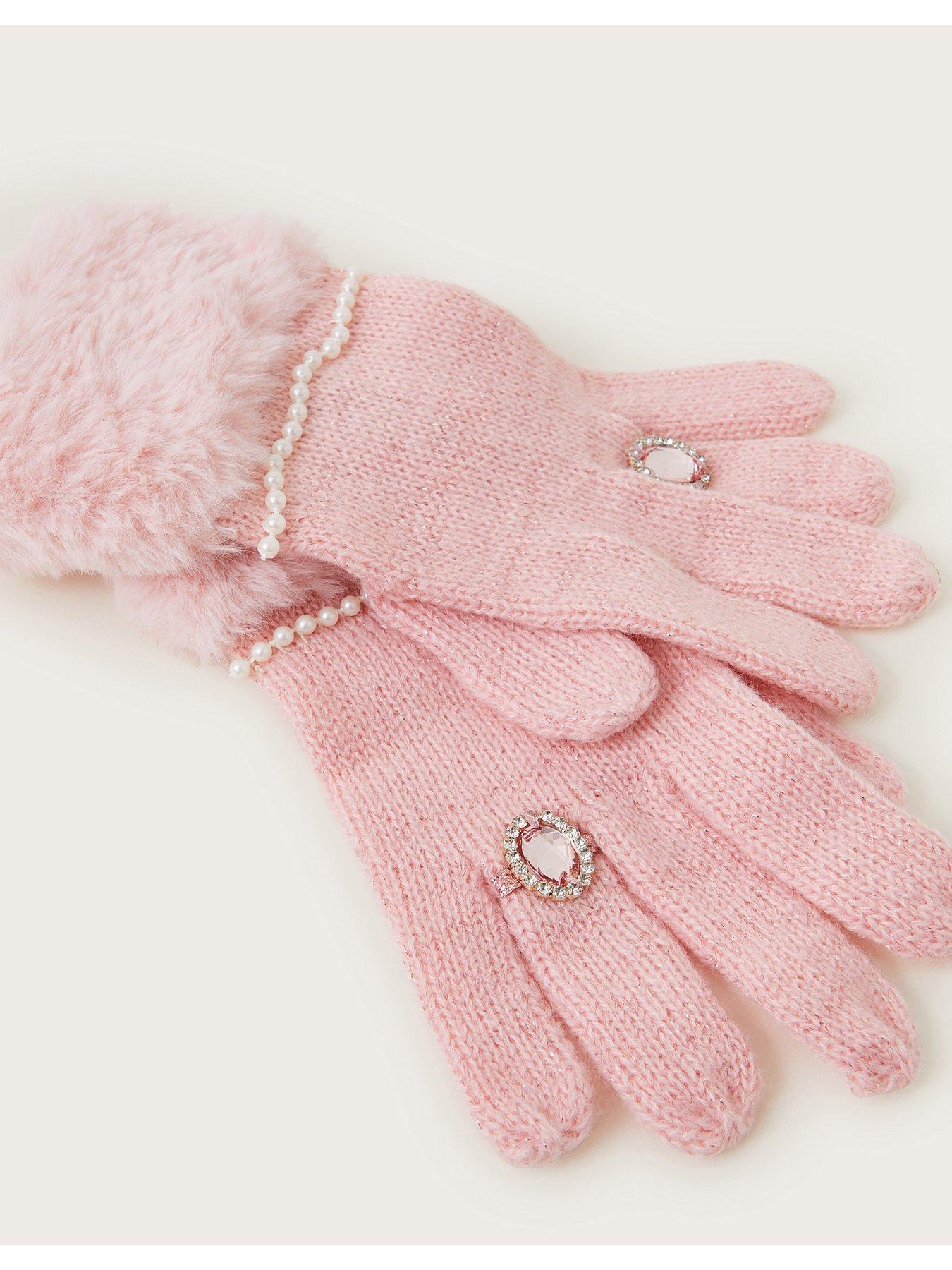 Image 3 of 3 of Monsoon Girls Glam Ring Gloves - Pink