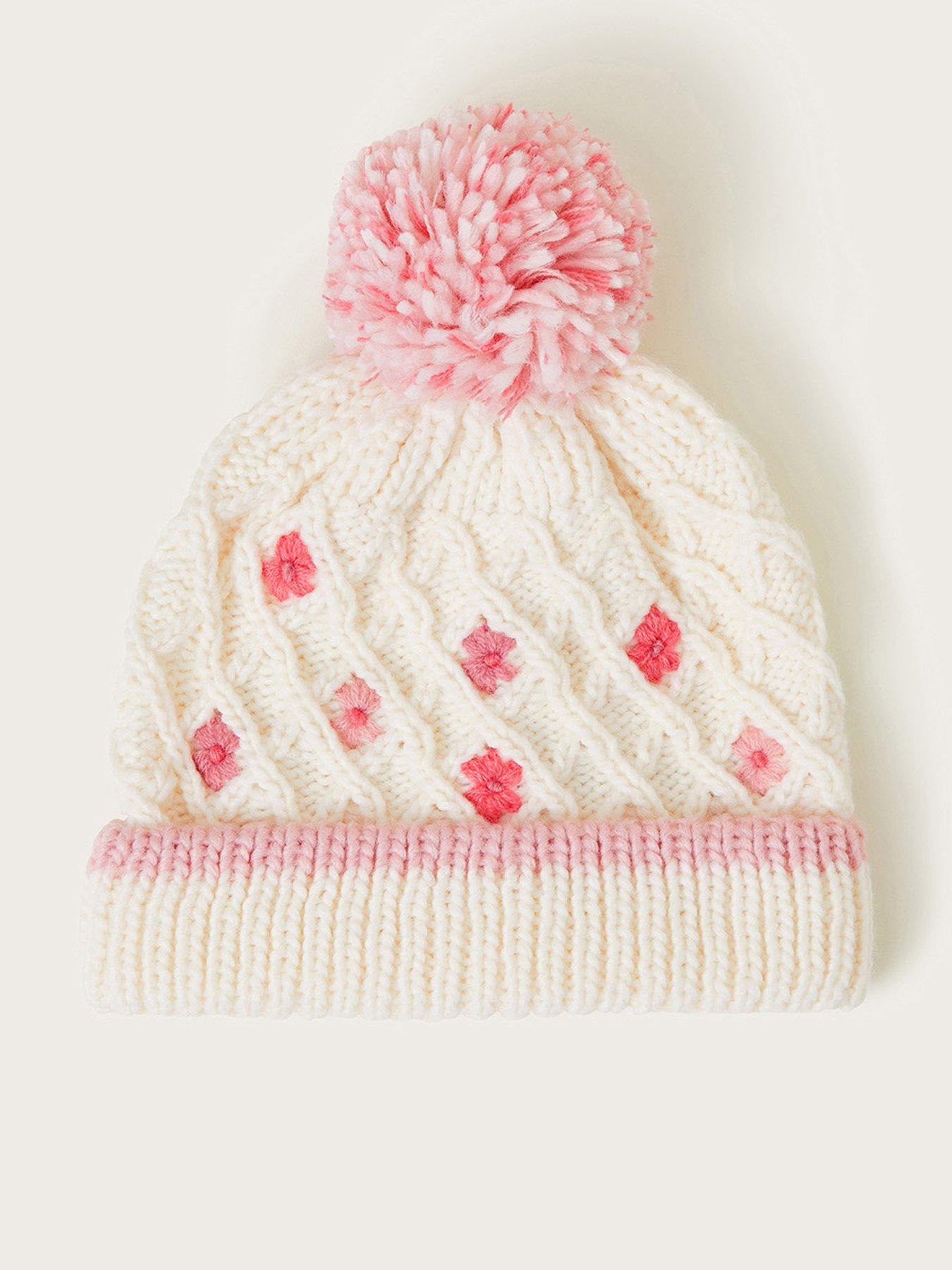 monsoon-girls-flower-pom-pom-beanie-ivory