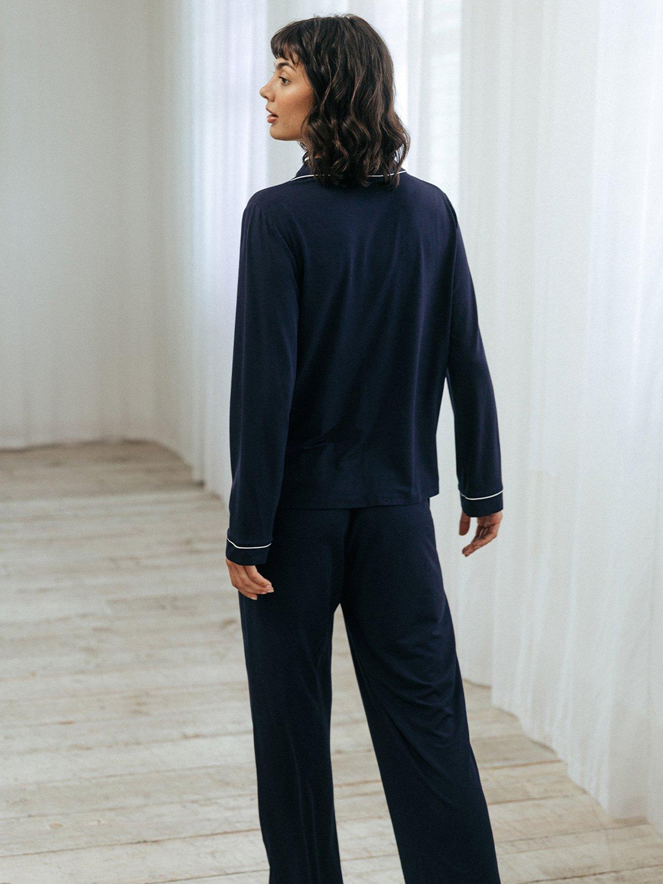 chelsea-peers-modal-button-up-long-pyjama-set-navystillFront