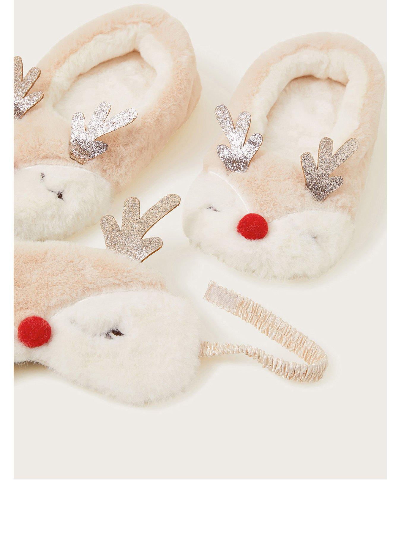 monsoon-girls-fluffy-reindeer-slippers-and-mask-set-ivorystillFront