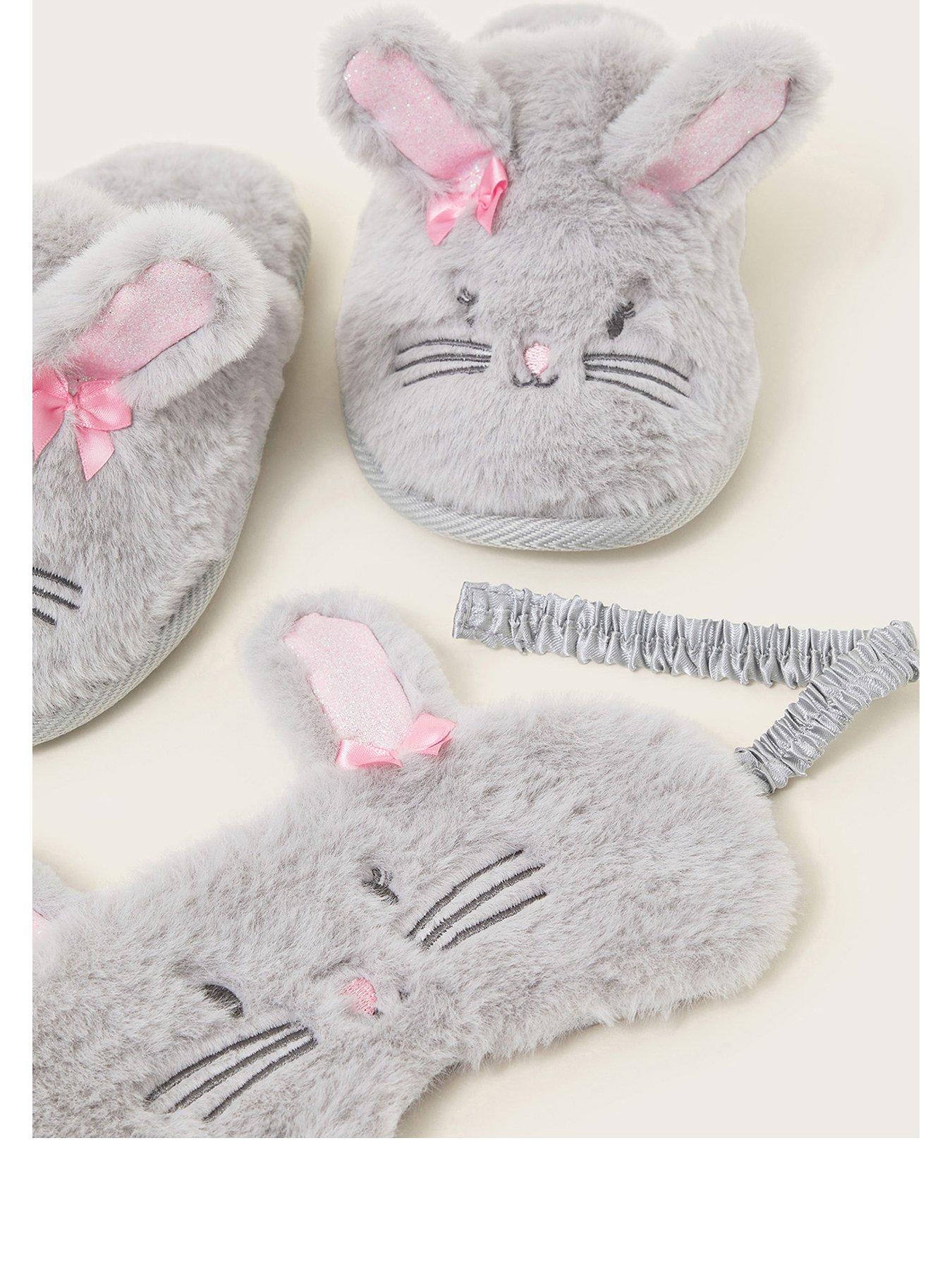 monsoon-girls-fluffy-bunny-slippers-and-mask-set-greystillFront