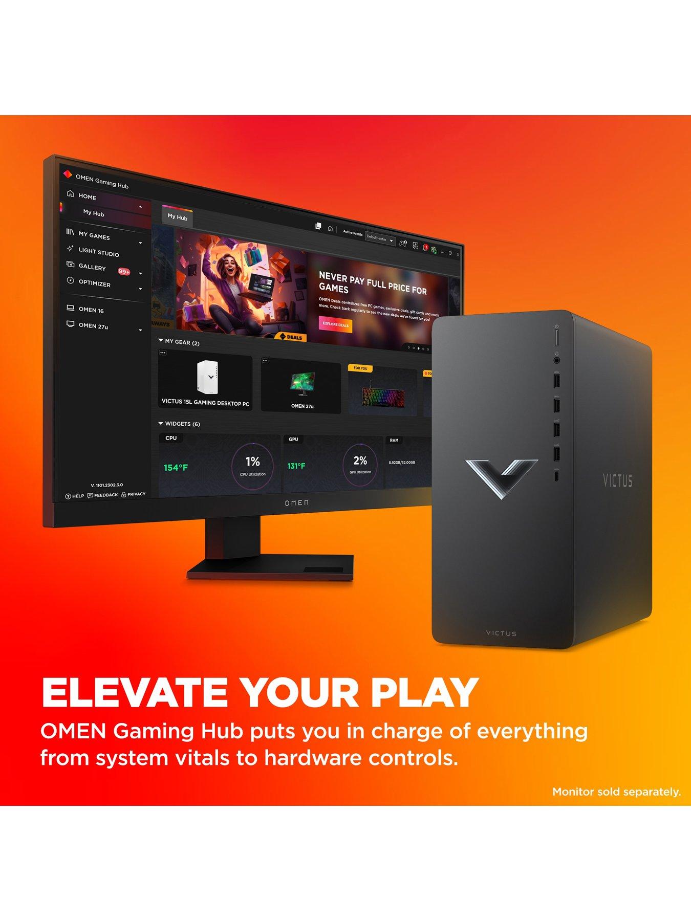 Image 6 of 7 of HP Victus 15L Gaming Desktop TG02-2001na - Intel Core i5-14400F, NVIDIA RTX 3050, 16GB RAM, 512GB SSD - Mica Silver