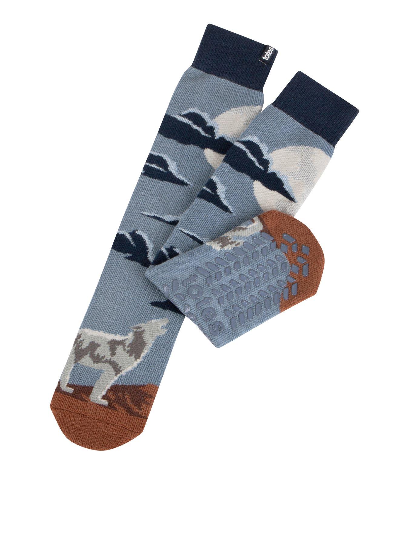 TOTES Totes 1pair Original Wolf Slipper Socks