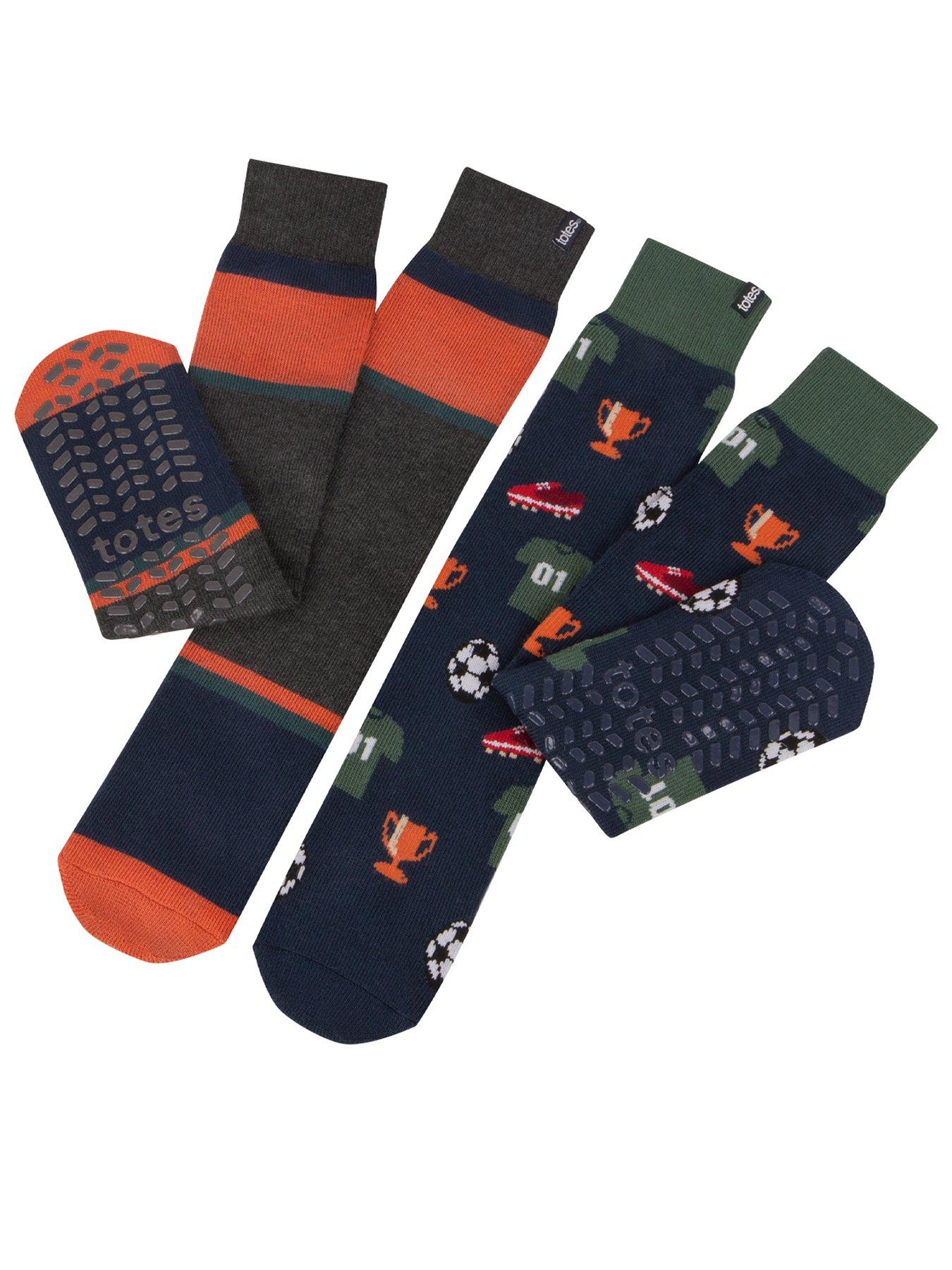 totes-2-pack-original-football-stripe-slipper-socks-multi