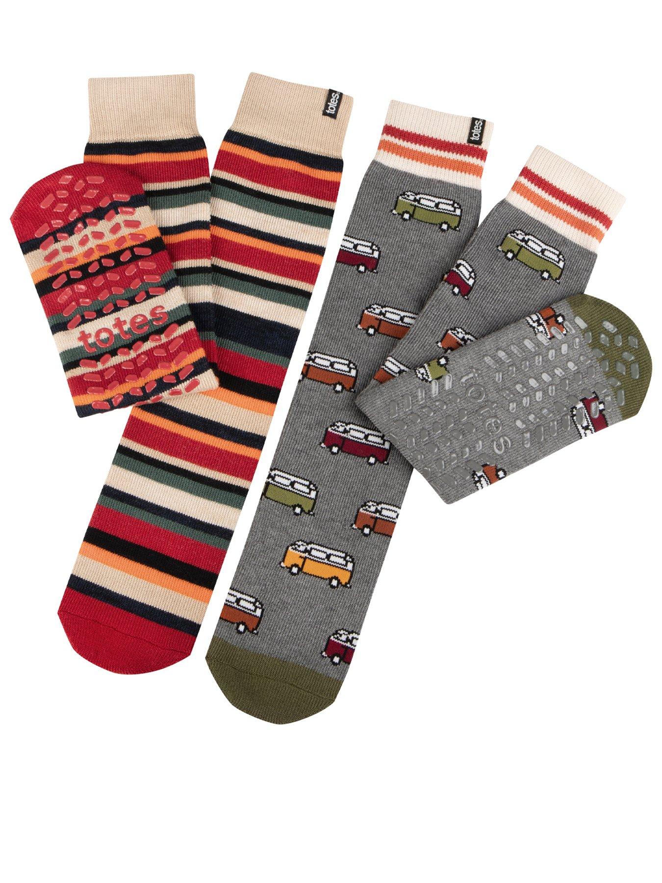 totes-2-pack-original-campervan-striped-slipper-socks-multi