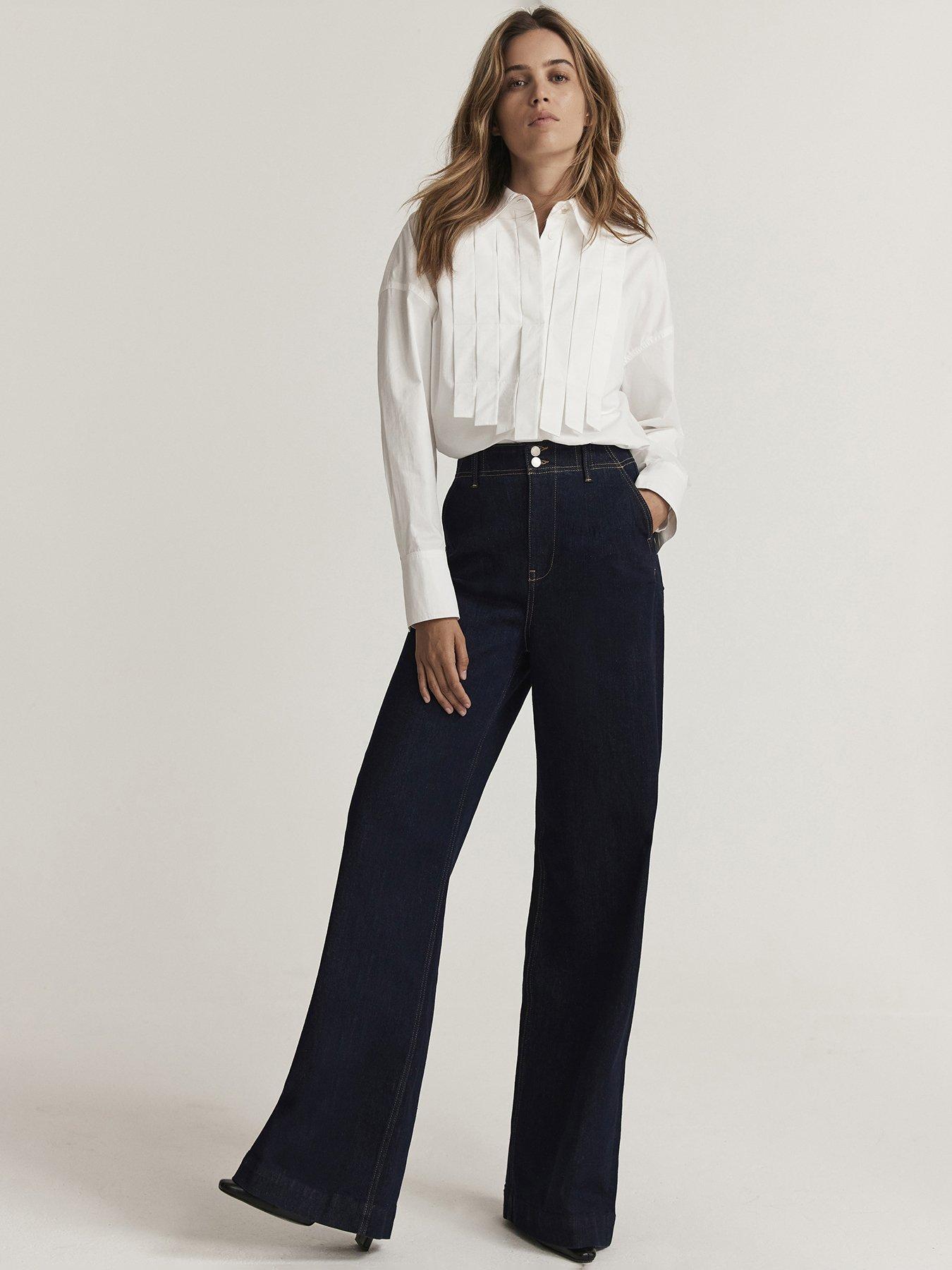 Mint Velvet Dark Indigo Tailored Wide Jean - Navy