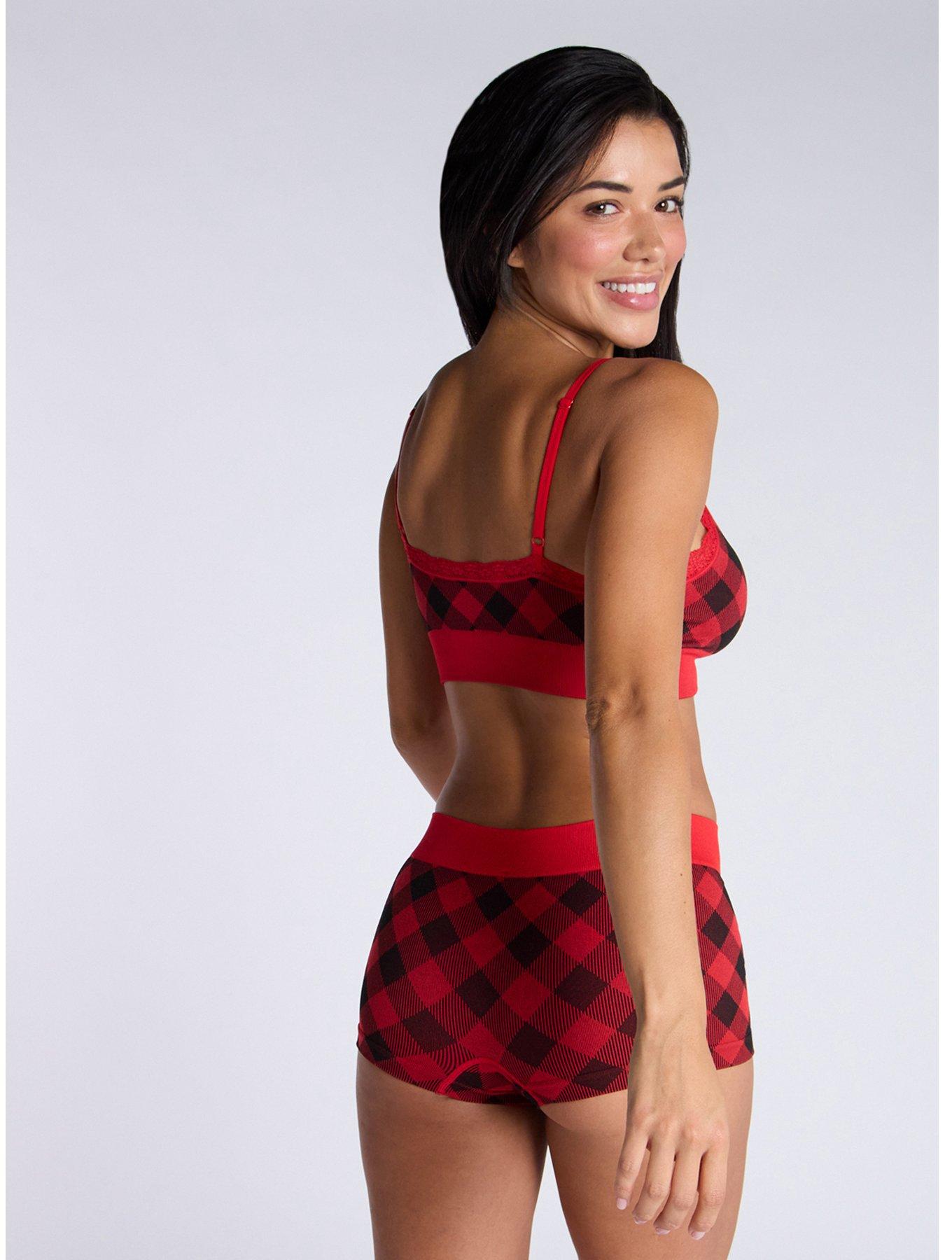 boux-avenue-boux-avenue-printed-check-short-red-mixstillFront