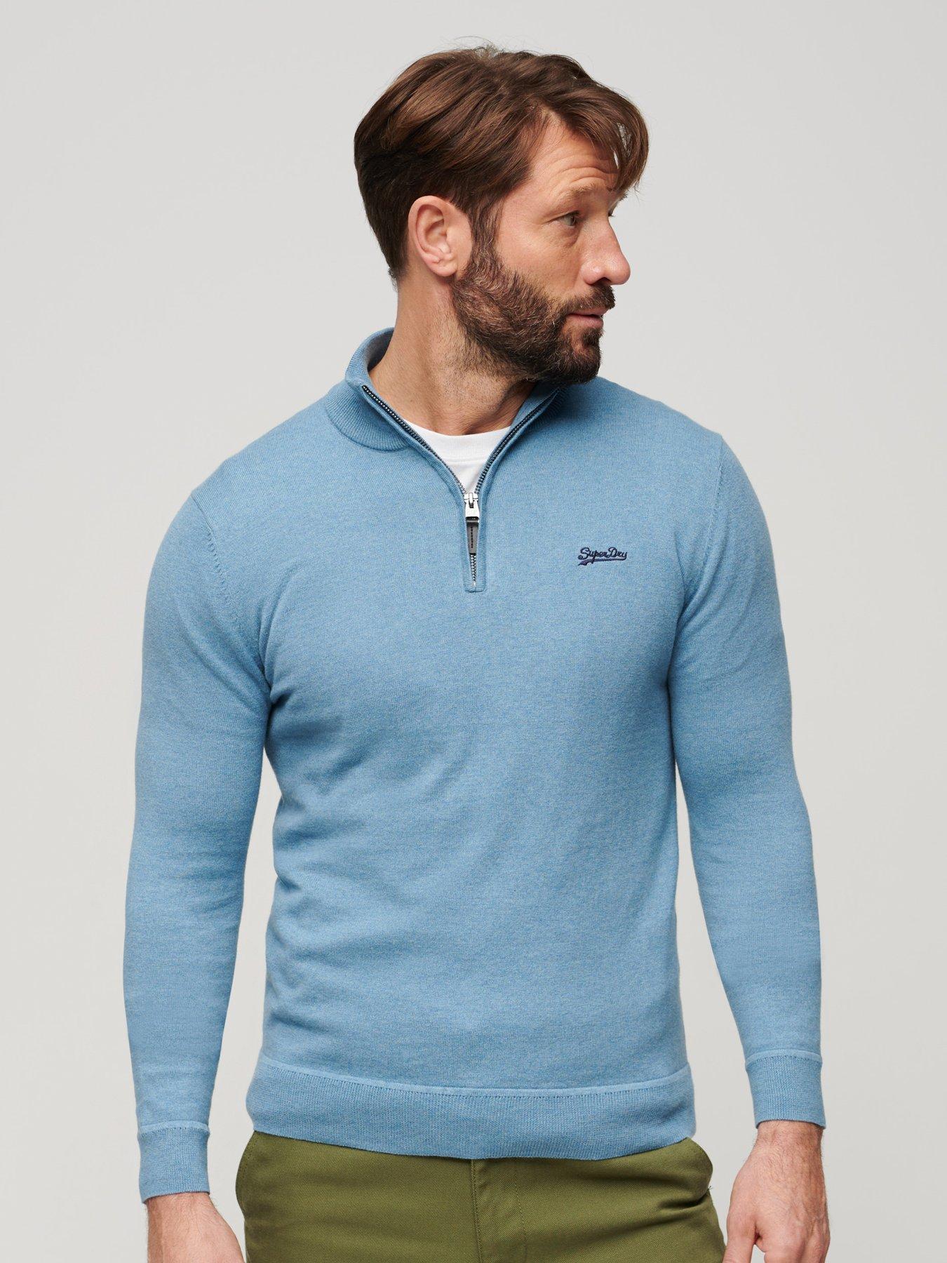 superdry-superdry-henley-cotton-14-zip-knitted-jumper-blue