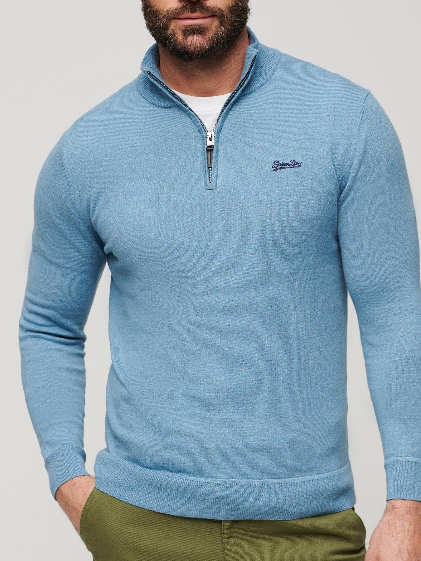 superdry-superdry-henley-cotton-14-zip-knitted-jumper-blueoutfit