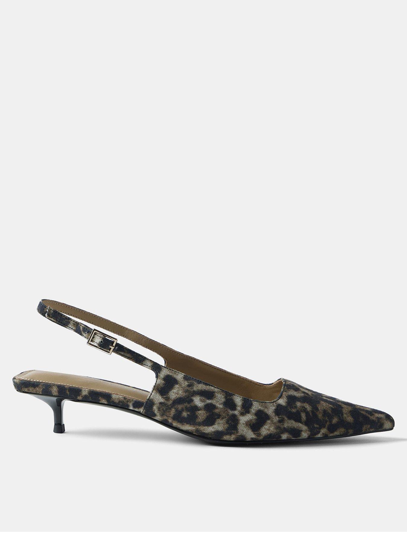 Mint Velvet Leopard Print Kitten Heels - Natural