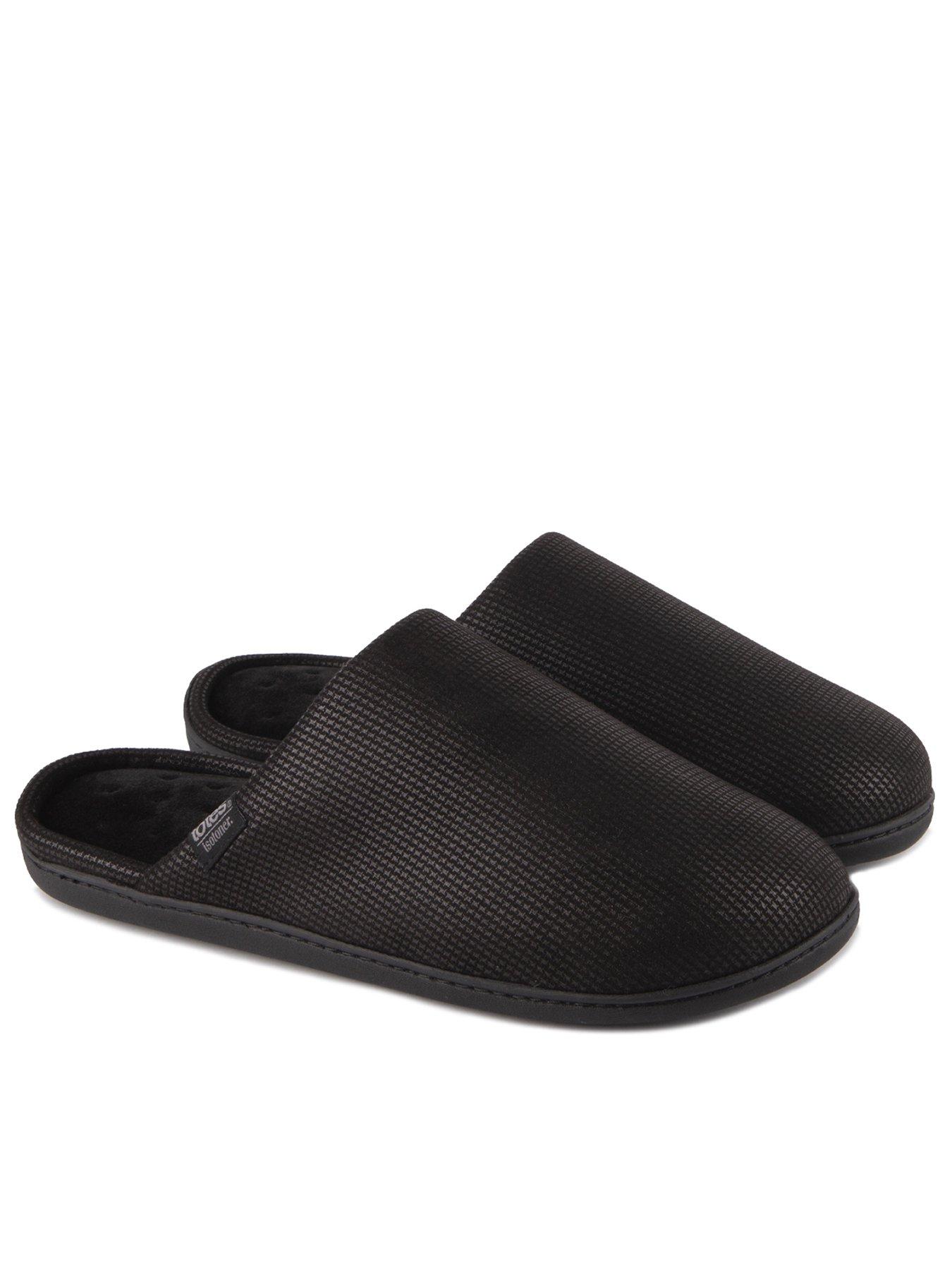 totes-isotoner-square-patterned-mule-slipper-black