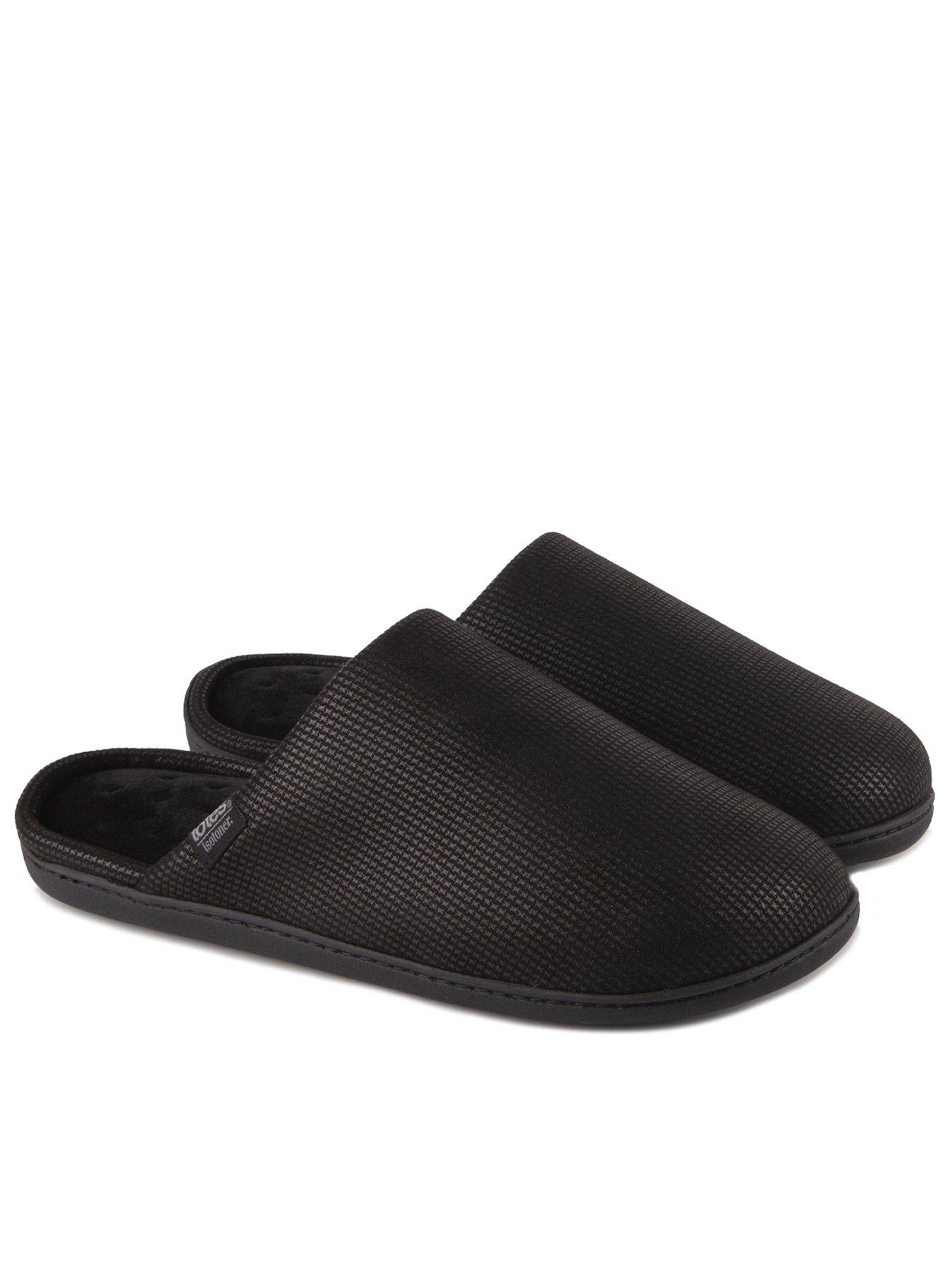 Image of TOTES Isotoner Square Patterned Mule Slipper - Black