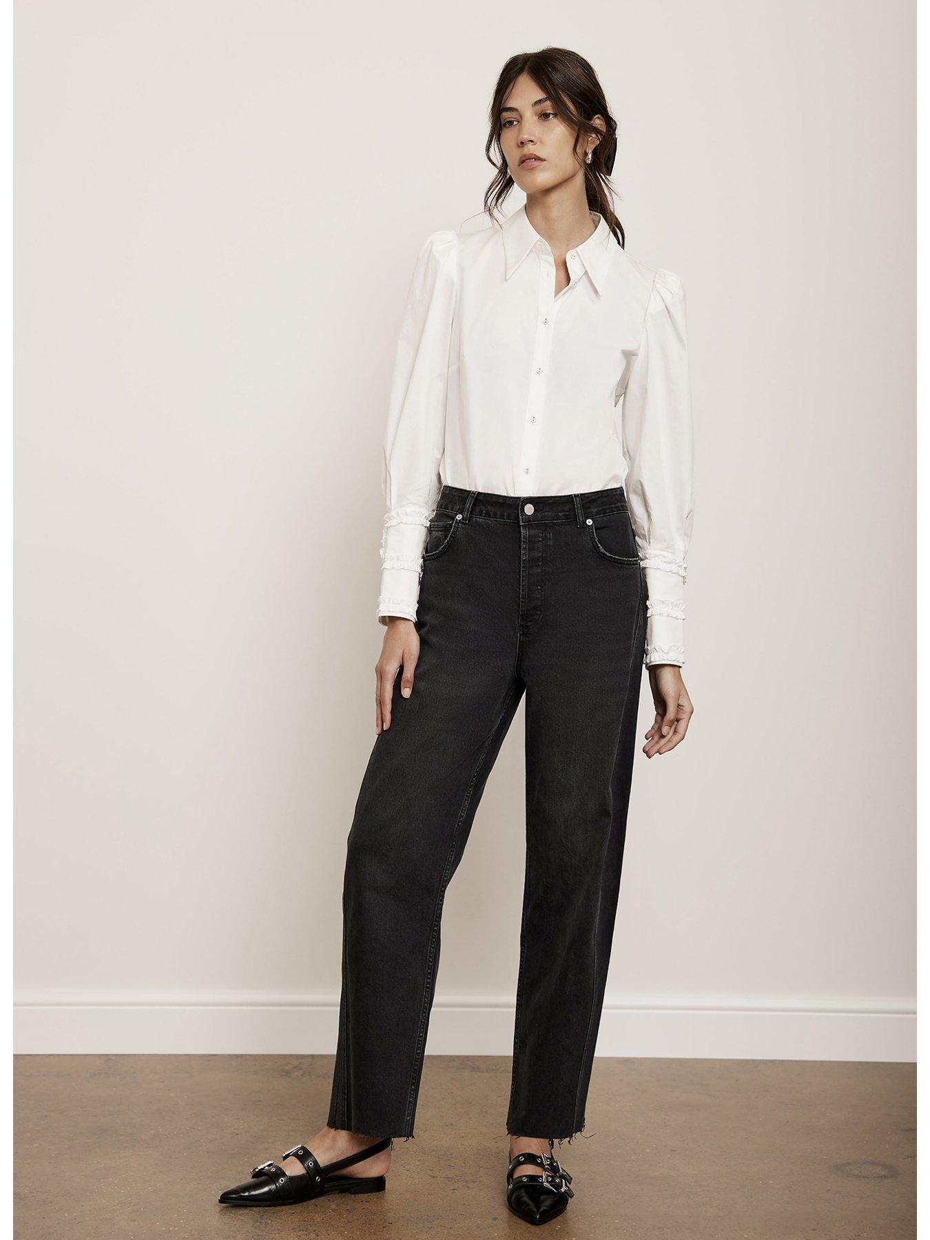 Image 2 of 6 of Mint Velvet Washed Tapered Jean - Black