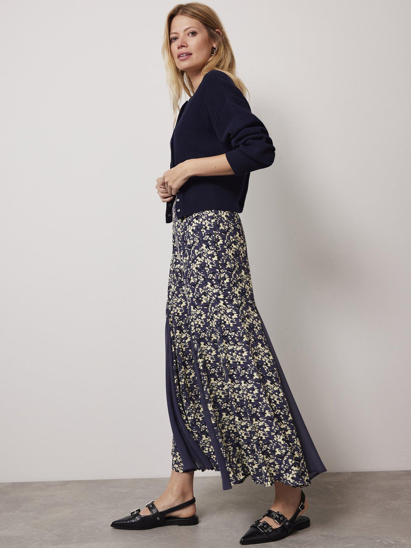 mint-velvet-navy-floral-print-godet-maxi-skirtstillFront