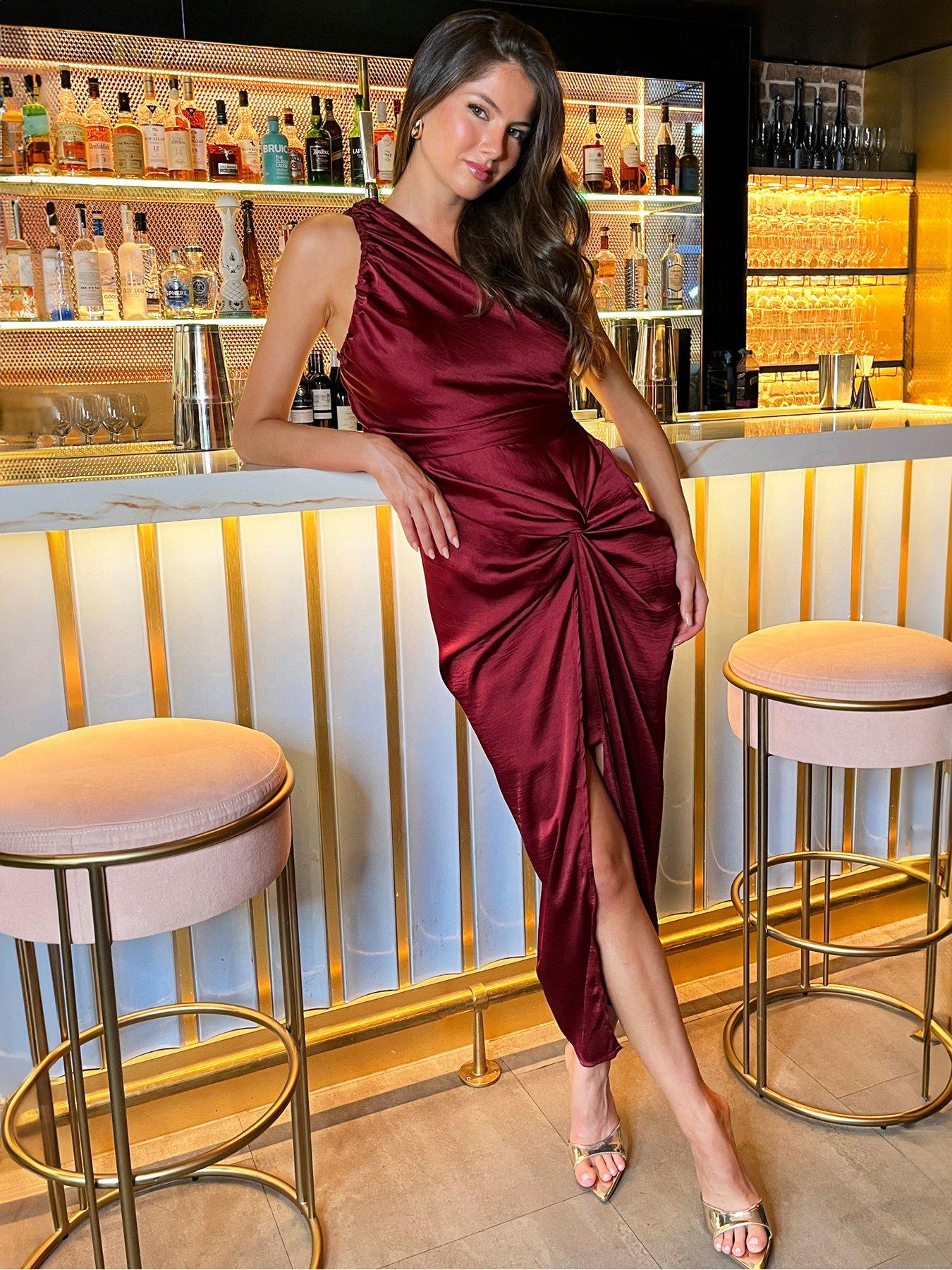 ax-paris-wine-one-shoulder-knot-skirt-satin-midi-dress-red