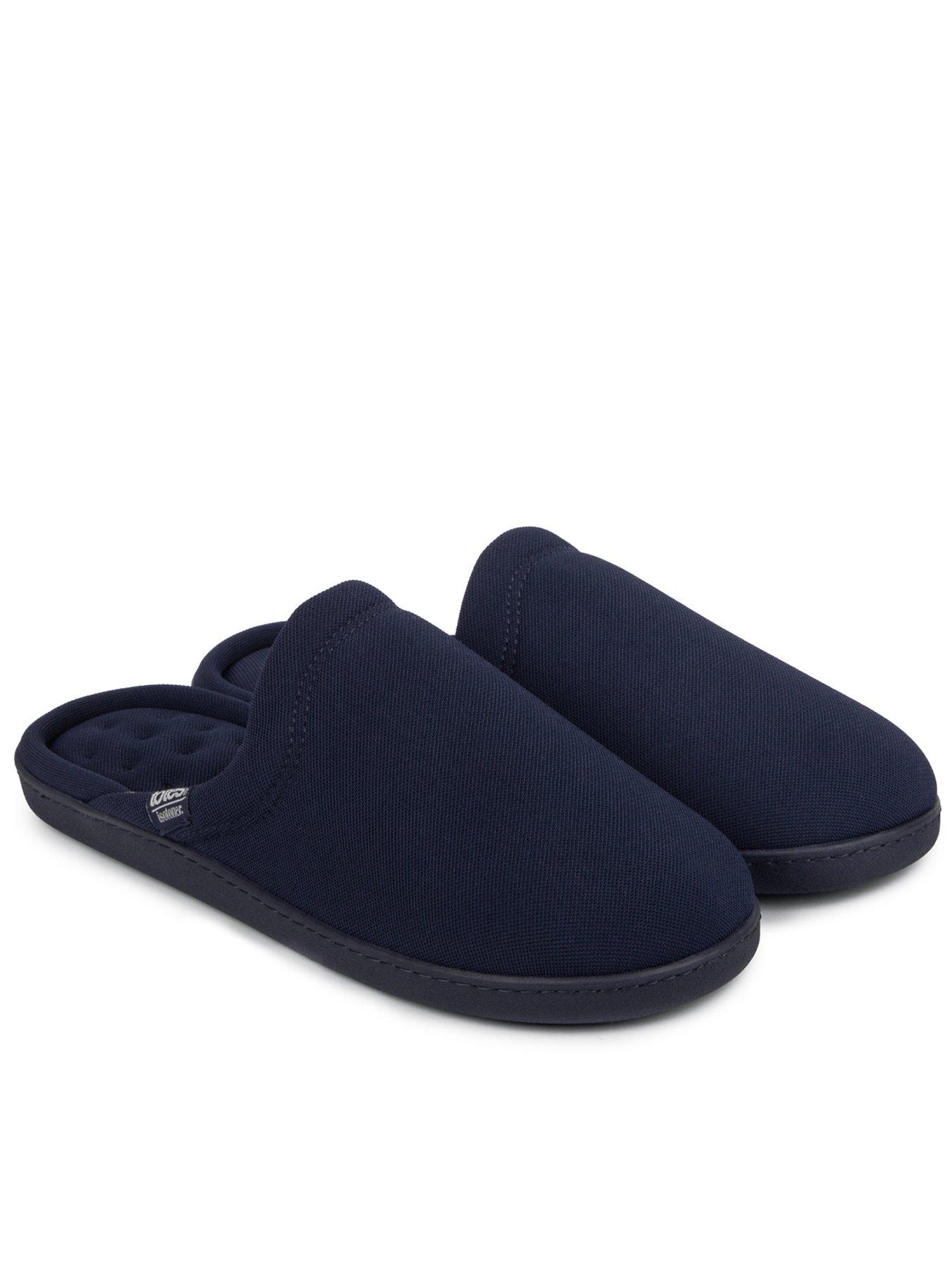 totes-isotoner-textured-mule-stripe-lining-slipper-navy