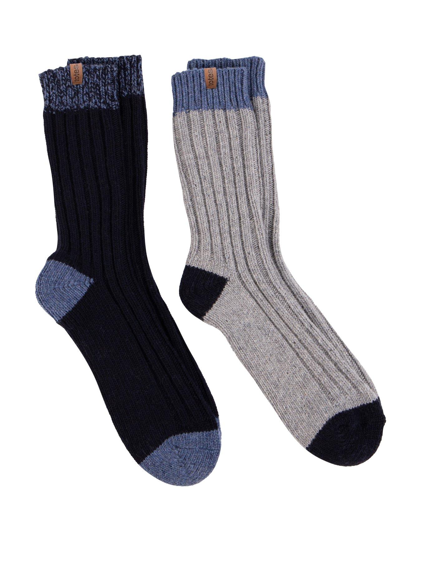 TOTES 2 Pack Chunky Twist Wool Blend Thermal Boot Ankle Socks - Multi