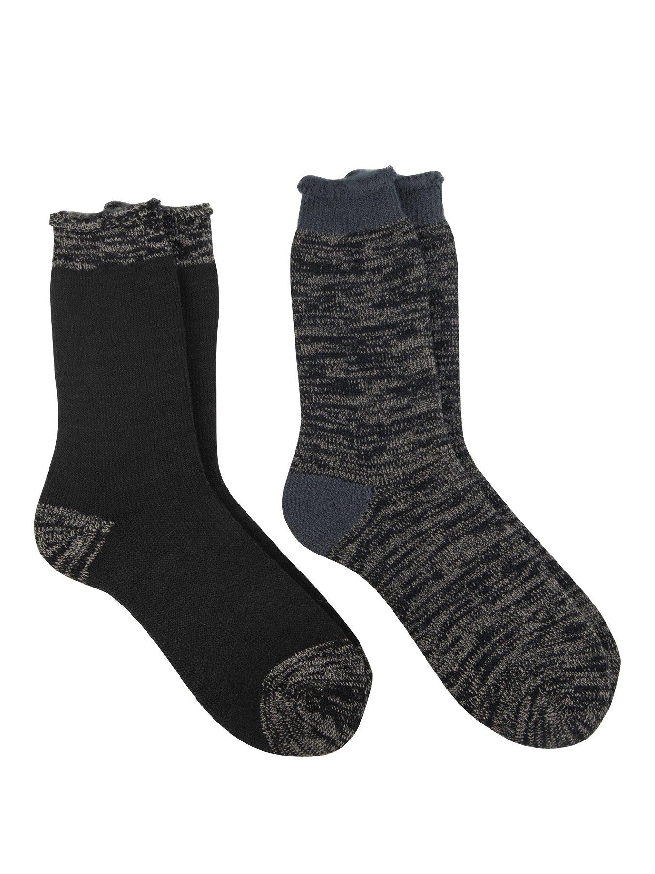 TOTES 2 pack Mens Brushed Thermal Crew Socks - Black