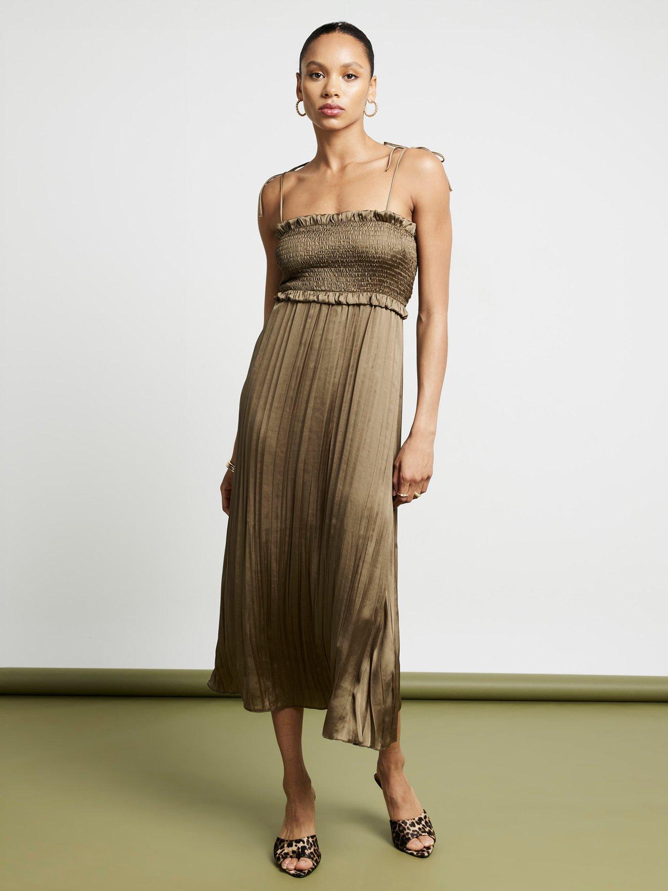 river-island-crinkle-shirred-midi-dress-dark-khaki