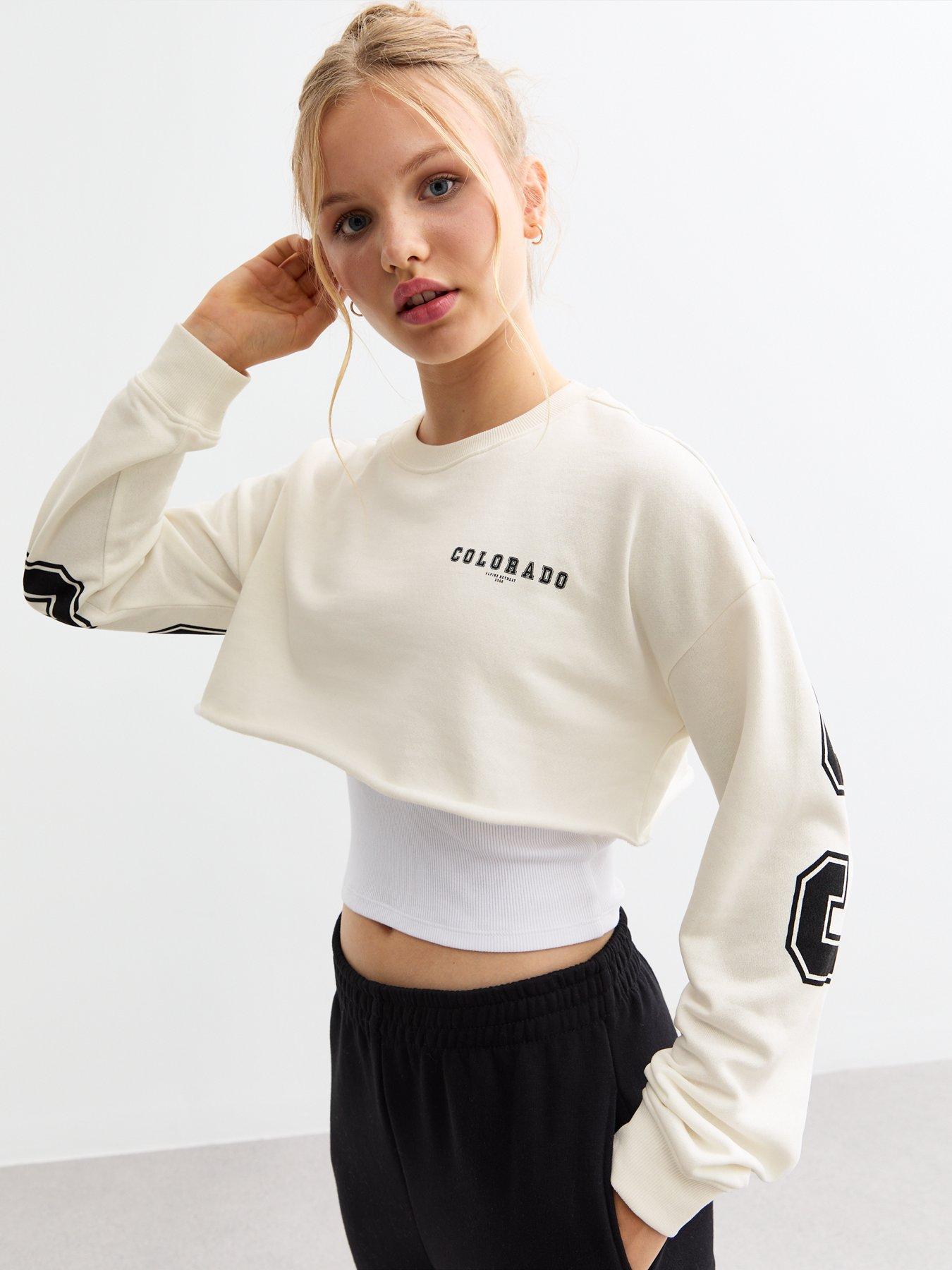 new-look-915-girls-off-white-colorado-slogan-cropped-jersey-sweatshirt